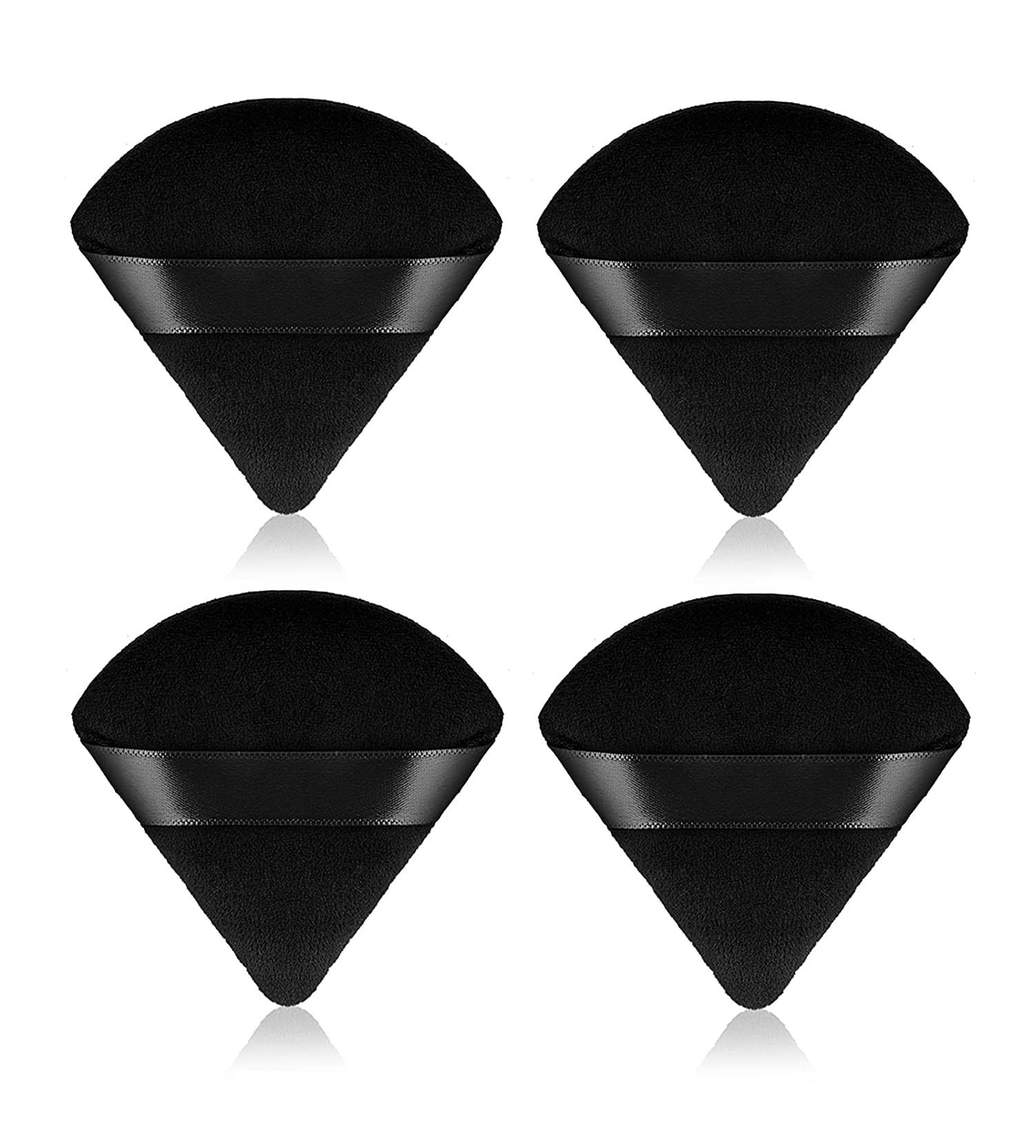 Ondaring 4Pcs Makeup Powder Puff Triangle Velvet Powder Puff with Ribbon Band for Contouring Under Eyes Corners for Loose Powder Body Powder Makeup Tool 4pcs Black - Buy Online on GoSupps.com