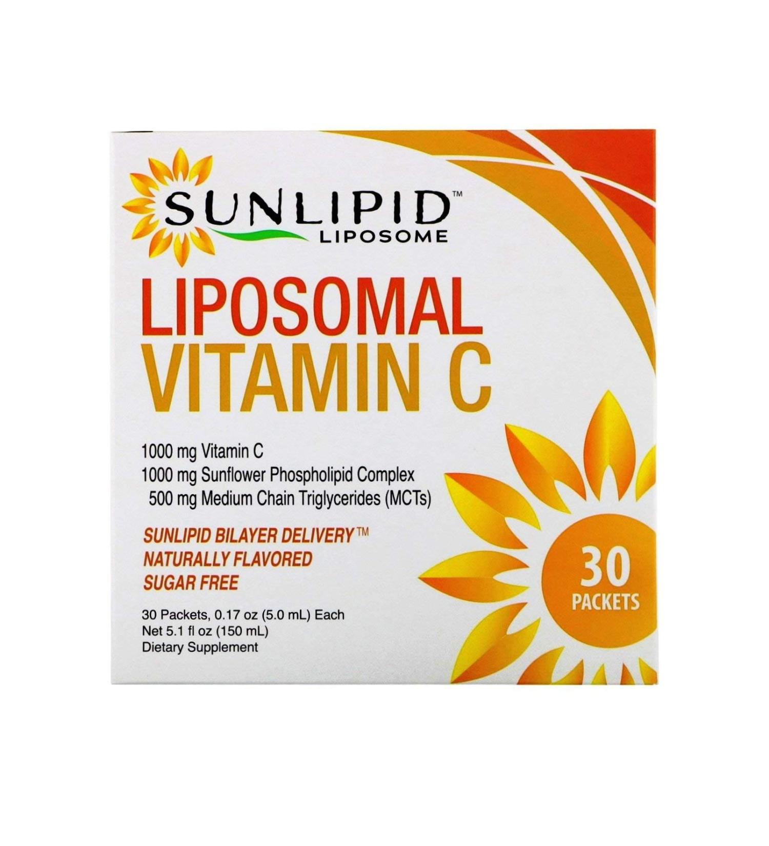 SunLipid Liposomal Vitamin C - Naturally Flavored 30 Packets (5ml Each) - Boost Immunity & Absorption - Buy Online on GoSupps.com