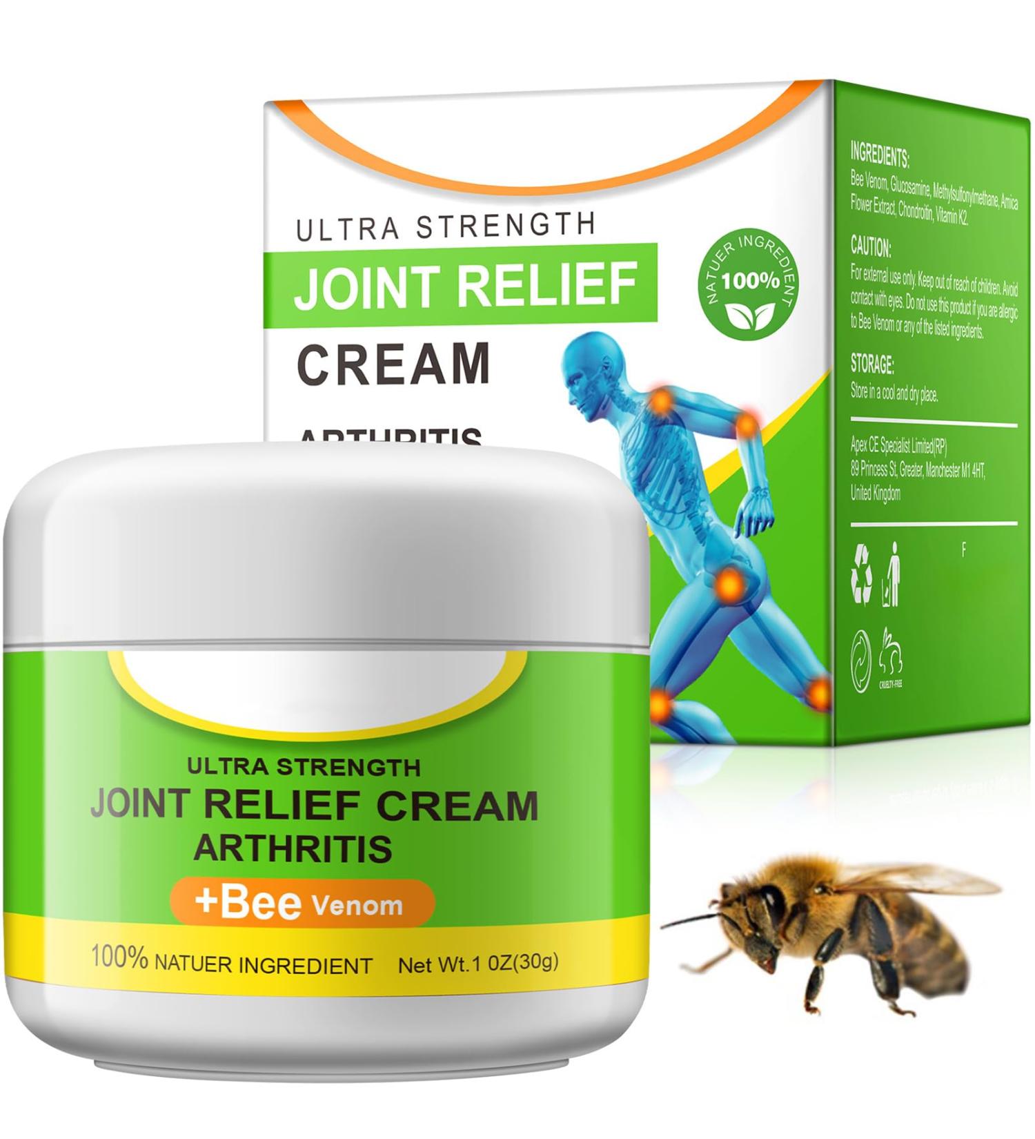 Bee Venom Joint and Bone Cream - Bee Venom Cream - Bee Venom Joint and Bone Relief Cream - Natural Joint & Bone Cream - Bee Venom Gel for Relieve - 30g - Buy Online on GoSupps.com