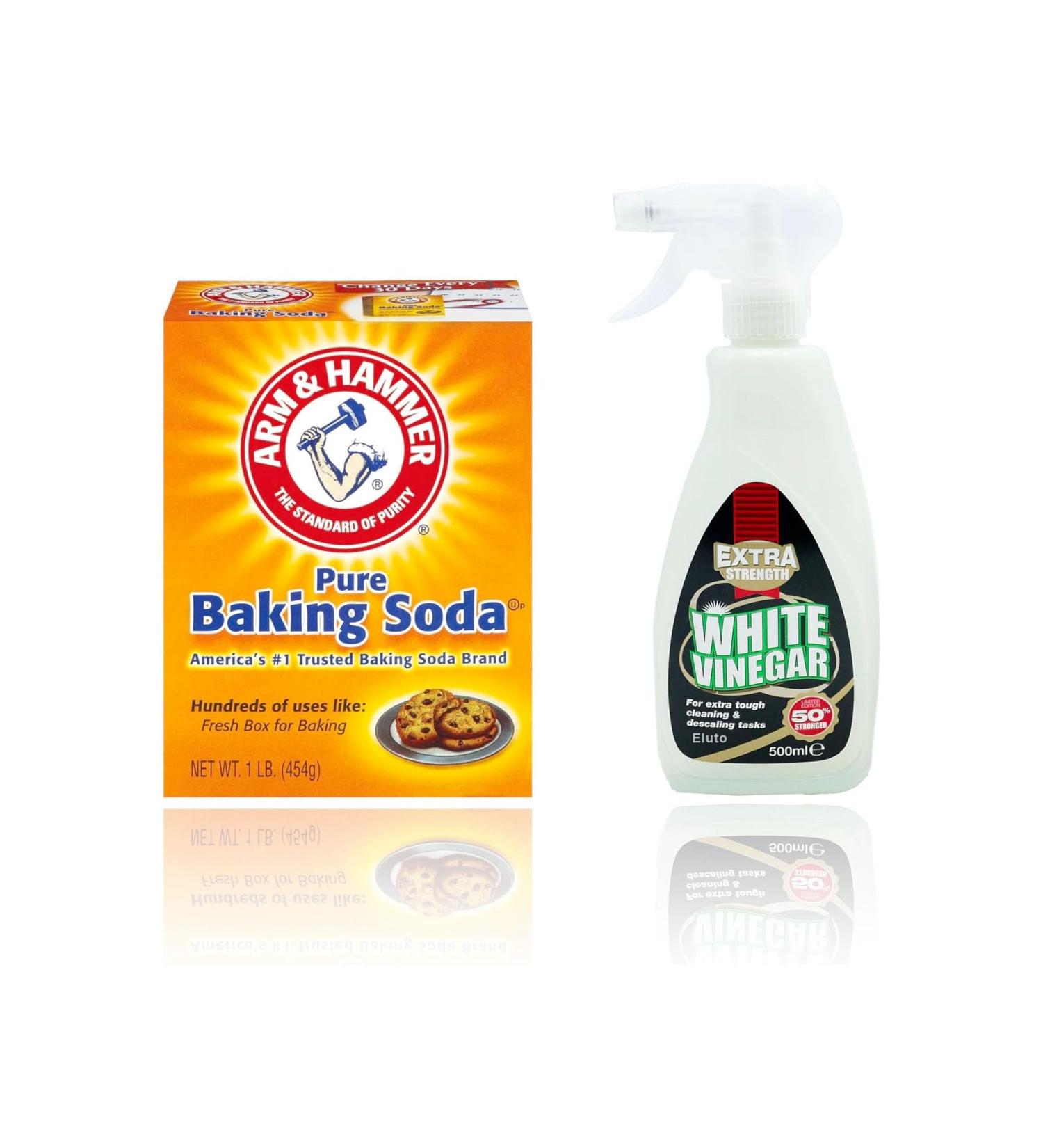 Baking Soda for Multipurpose Cleaning (Bicarbonate of soda) with White Vinegar Cleaning Spray by Eluto| Natural Kettle Descaler | bundled by Eluto