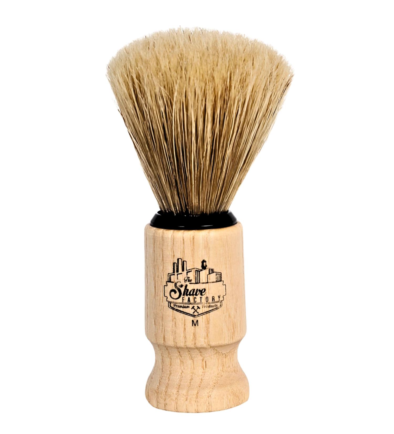 100% Pure Boar Bristle Shaving Brush - Medium Beech Wood Handle | The Shave Factory for Ultimate Shave Experience - Buy Online on GoSupps.com