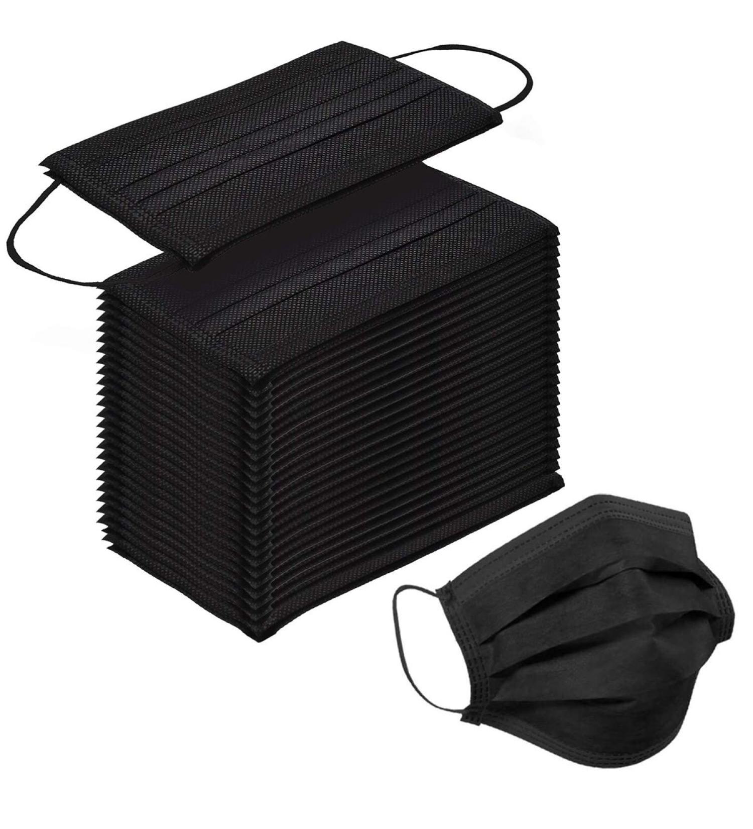 100 Pack Disposable Black Face Masks - Comfortable Ear Loops & Breathable Design - Buy Online on GoSupps.com