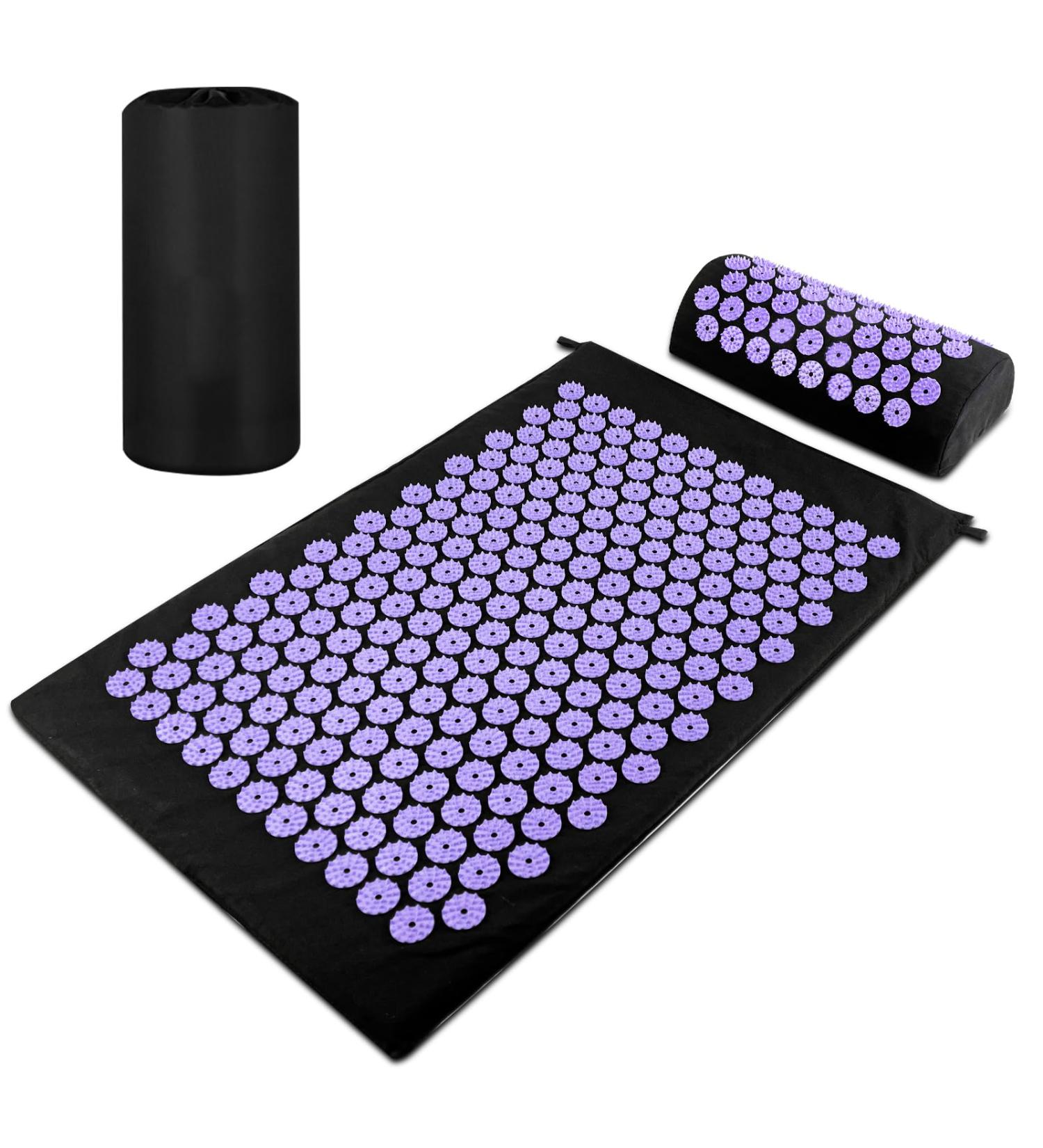 Magrimaxio Acupressure Mat Set with Pillow | Acupuncture & Nail Mat for Relaxation Pain Relief & Meditation - Violet - Buy Online on GoSupps.com