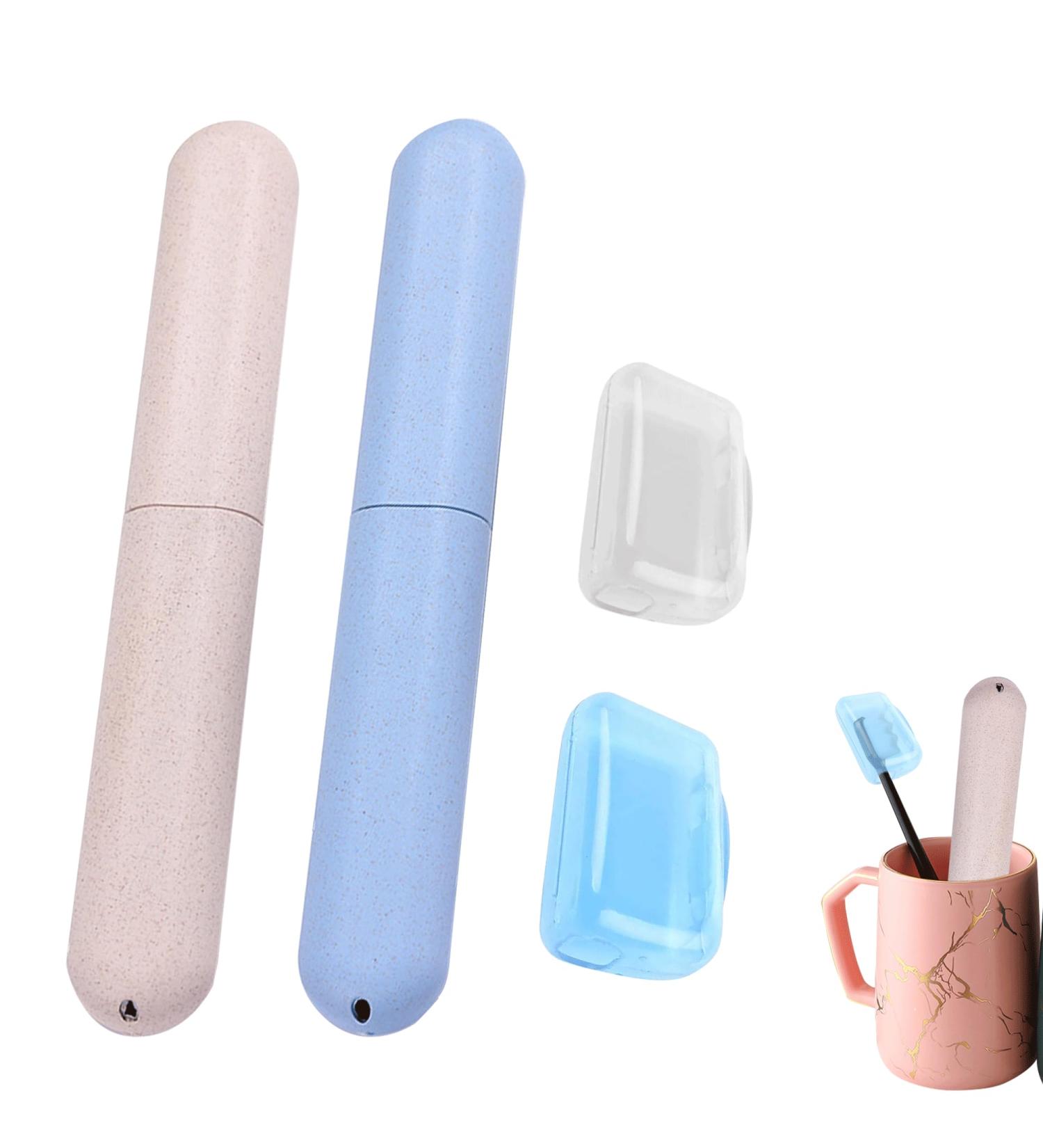 Buy Tigmew Toothbrush Travel Case Set - 2 Toothbrushes 2 Portable Head Covers | Eco-Friendly Wheat Straw & PP Material - Buy Online on GoSupps.com