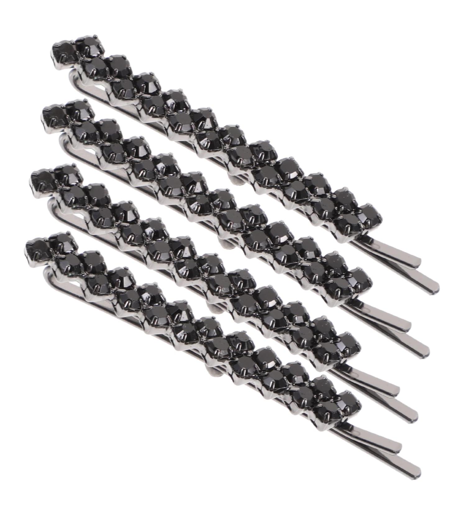 PATKAW 1 Set 2 Pairs Rhinestone Hairpins Sparkly Rhinestone Hair Clips Crystal Hair Pins Bobby Pins Sparkly Glitter Hair Clips for Women Girls Hair Decoration (Black) - Buy Online on GoSupps.com