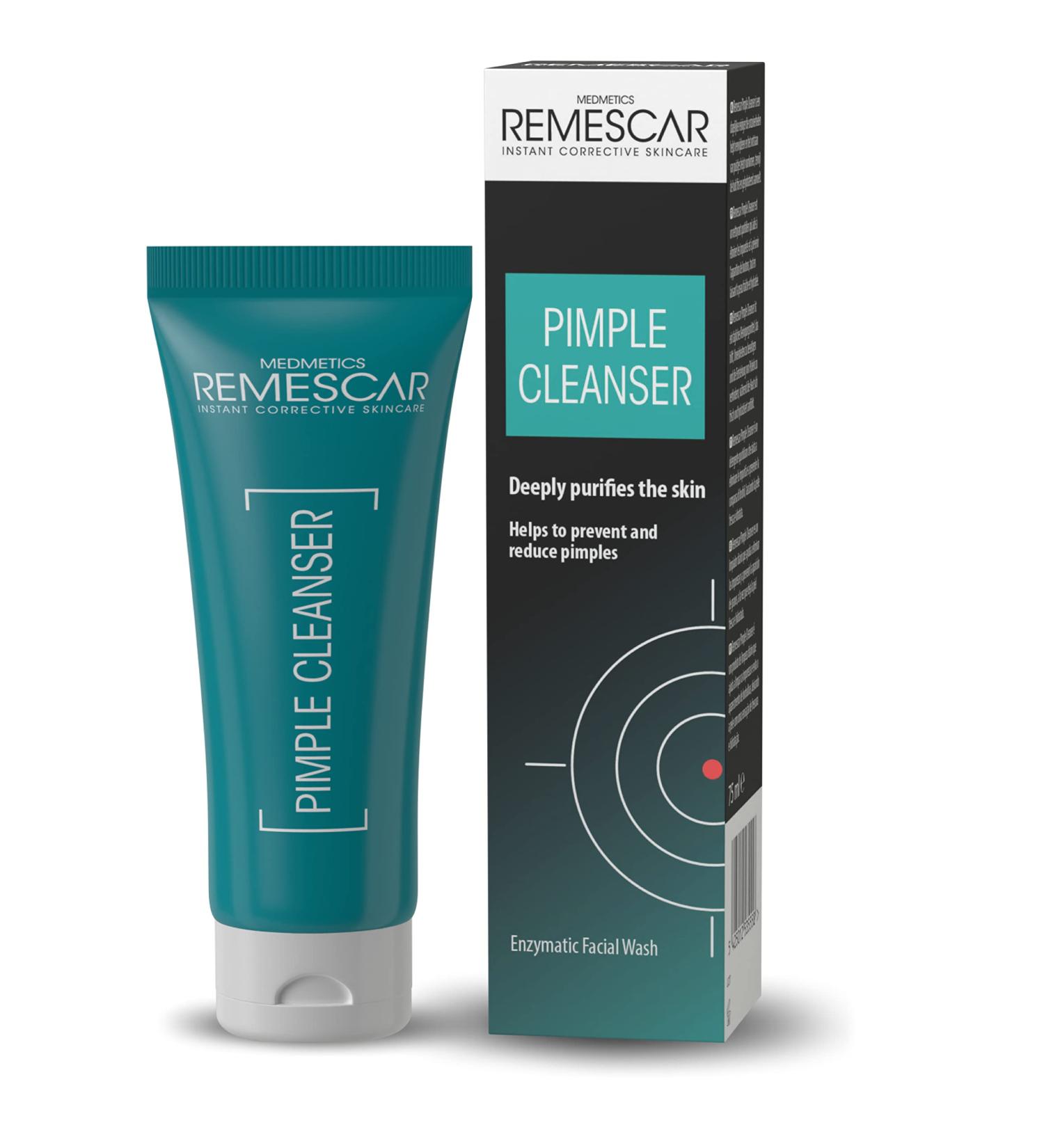 Remescar Pimple Cleanser 75ml - Deeply Purifies The Skin - Helps to Prevent and Reduce Pimples and Spots - Enzymatic Exfoliating Pimple Face Wash with Tea Tree Oil - Buy Online on GoSupps.com
