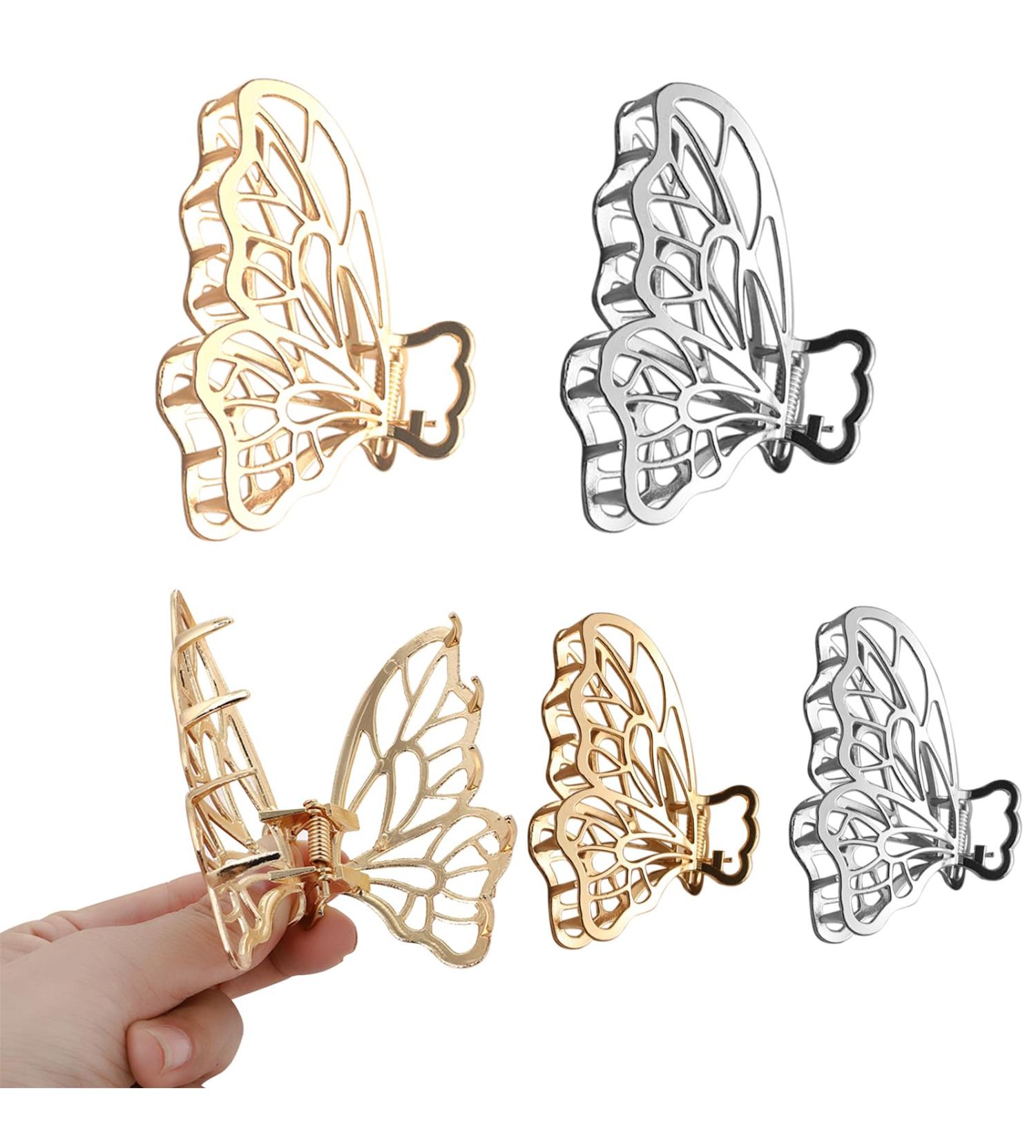 Vegcoo 4 Hair Clips - Medium Metal Clips in Gold & Silver for All Hair Types | Stylish Hair Accessories for Small & Large Styles - Buy Online on GoSupps.com