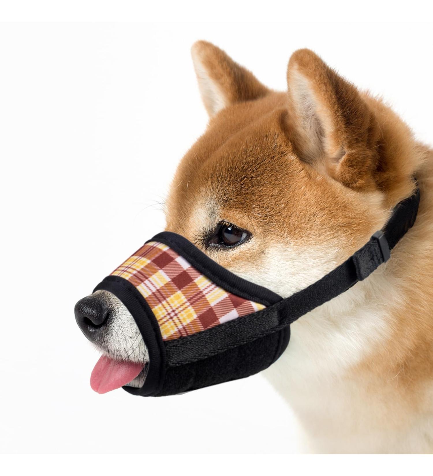 Soft Nylon Dog Muzzle - Anti-Bite & Anti-Barking - XL Plaid for Small Medium & Large Dogs - Buy Online on GoSupps.com