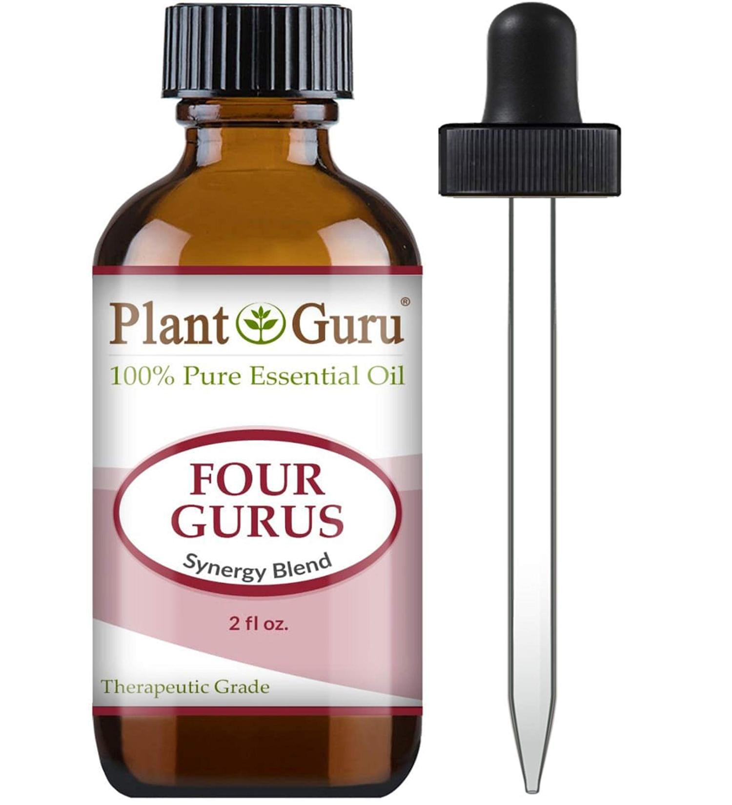 Four Gurus Blend Essential Oil 2 oz 100% Pure Natural Therapeutic Grade Blended with Clove Cinnamon Lemon Rosemary Eucalyptus for Aromatherapy Diffuser and Immune Support