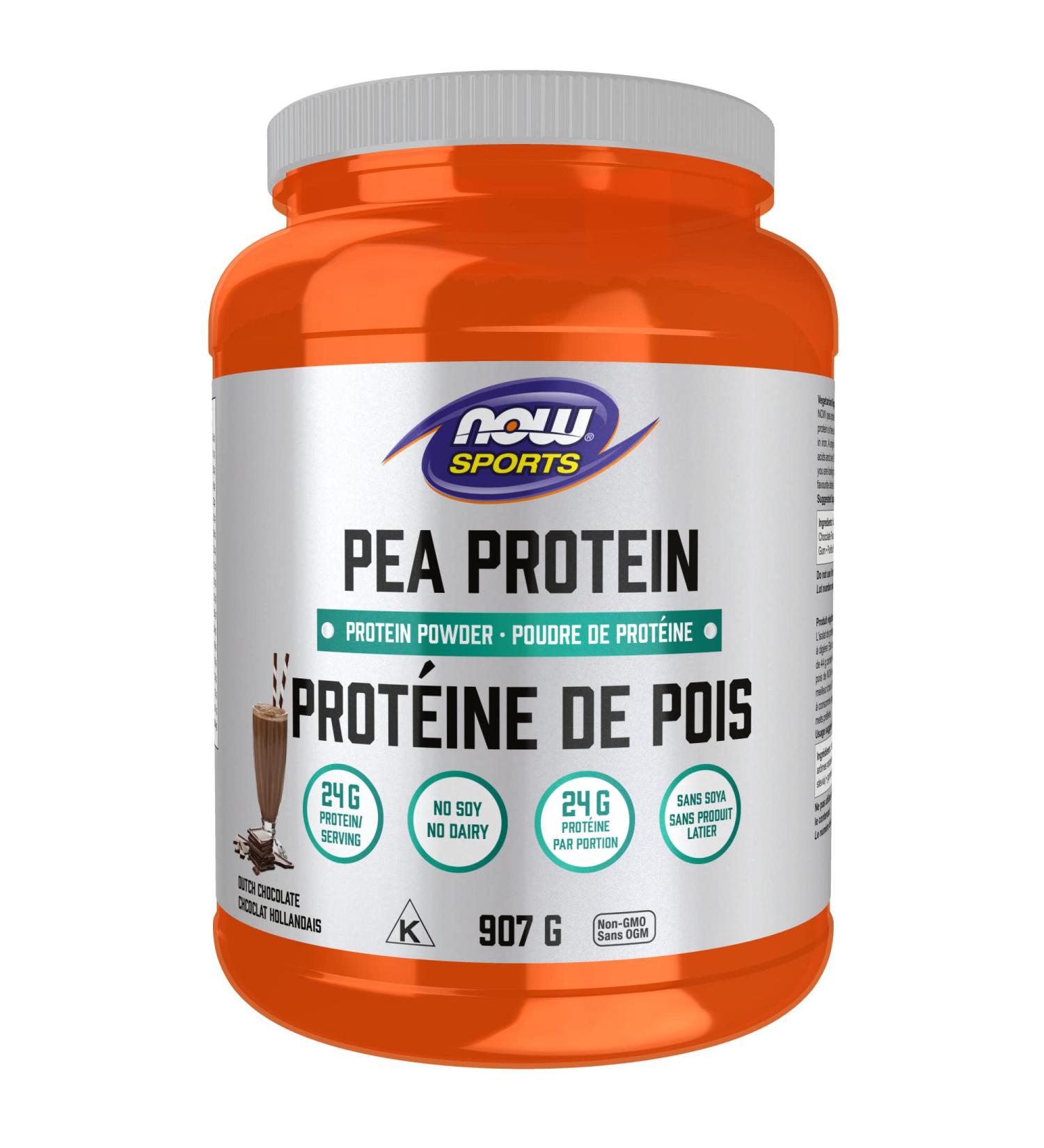 NOW Sports Nutrition Pea Protein 24 g Easily Digested Dutch Chocolate Flavoured Powder 907g Dutch chocolate 907 g - Buy Online on GoSupps.com