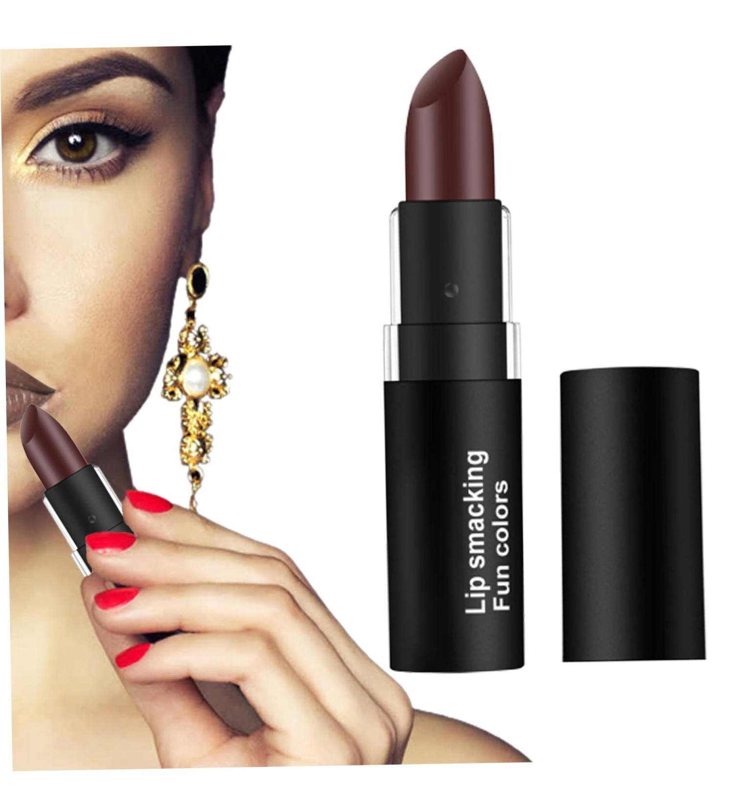 Rouge l vres mat imperm able longue dur e velours tasse antiadh sive ne se d colore pas rouge l vres hydratant portable brillant pour le maquillage sur le th me d'Halloween fonc Rouge fonc  - Buy Online on GoSupps.com