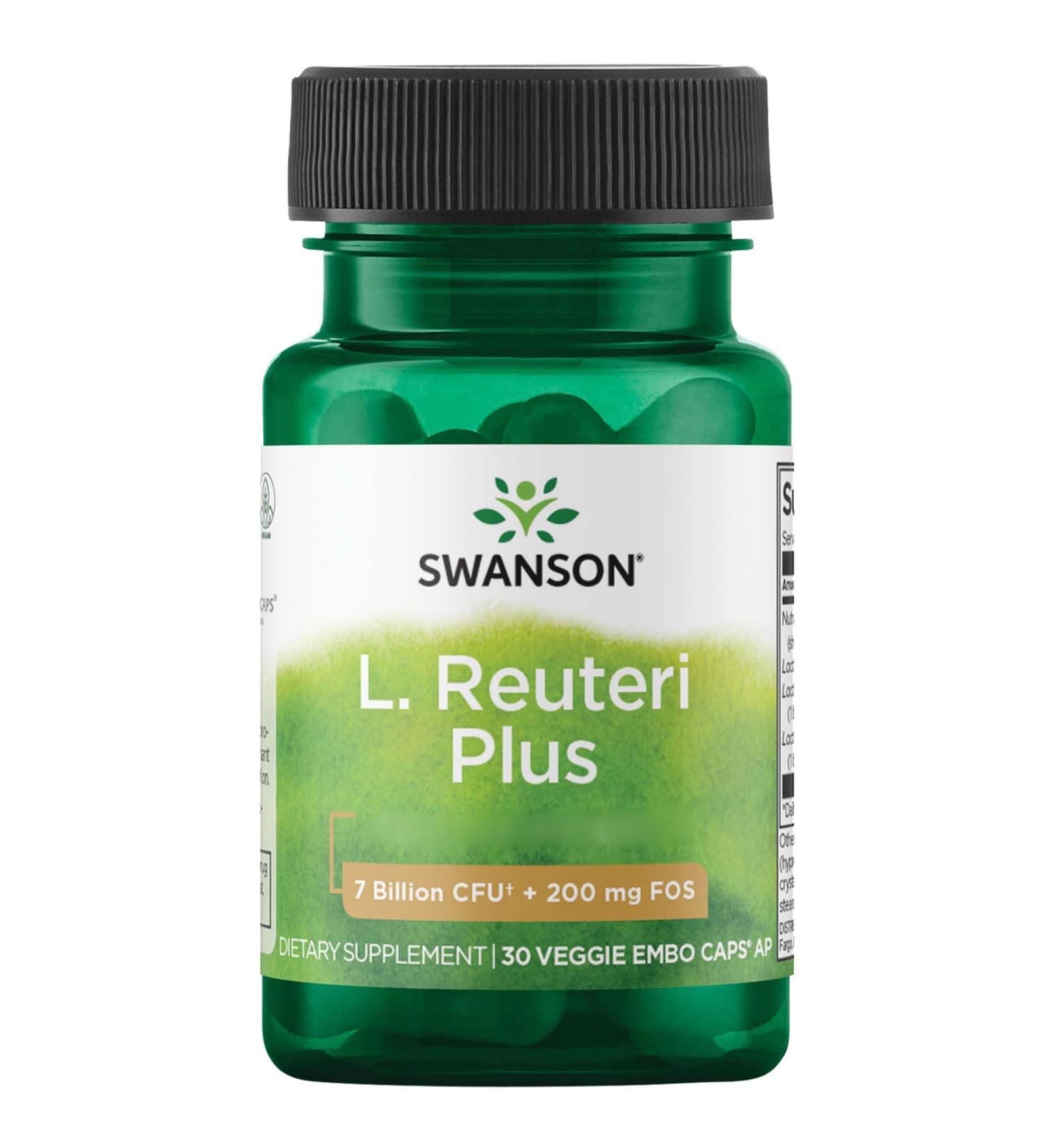 Swanson L. Reuteri Plus - 7 Billion Vegan Probiotics Laboratory Tested Soy-Free Gluten-Free Non-GMO - 30 Capsules - Buy Online on GoSupps.com