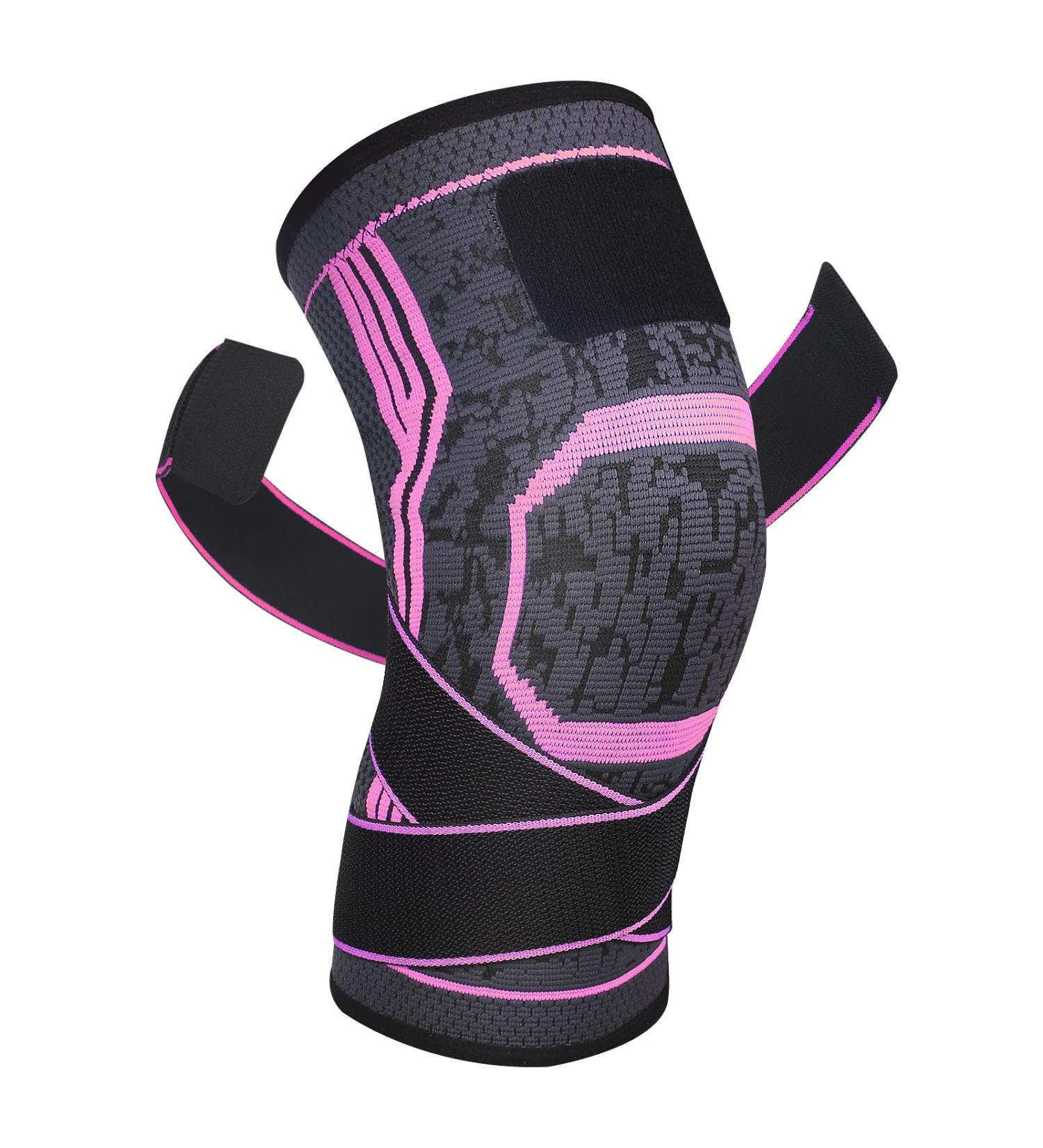Compression Arthritis Knee Brace Support with Straps | Meniscus Tear & Joint Pain Relief | Improve Performance for Running & Workout | Pink, Large - 1 Pack - Buy Online on GoSupps.com