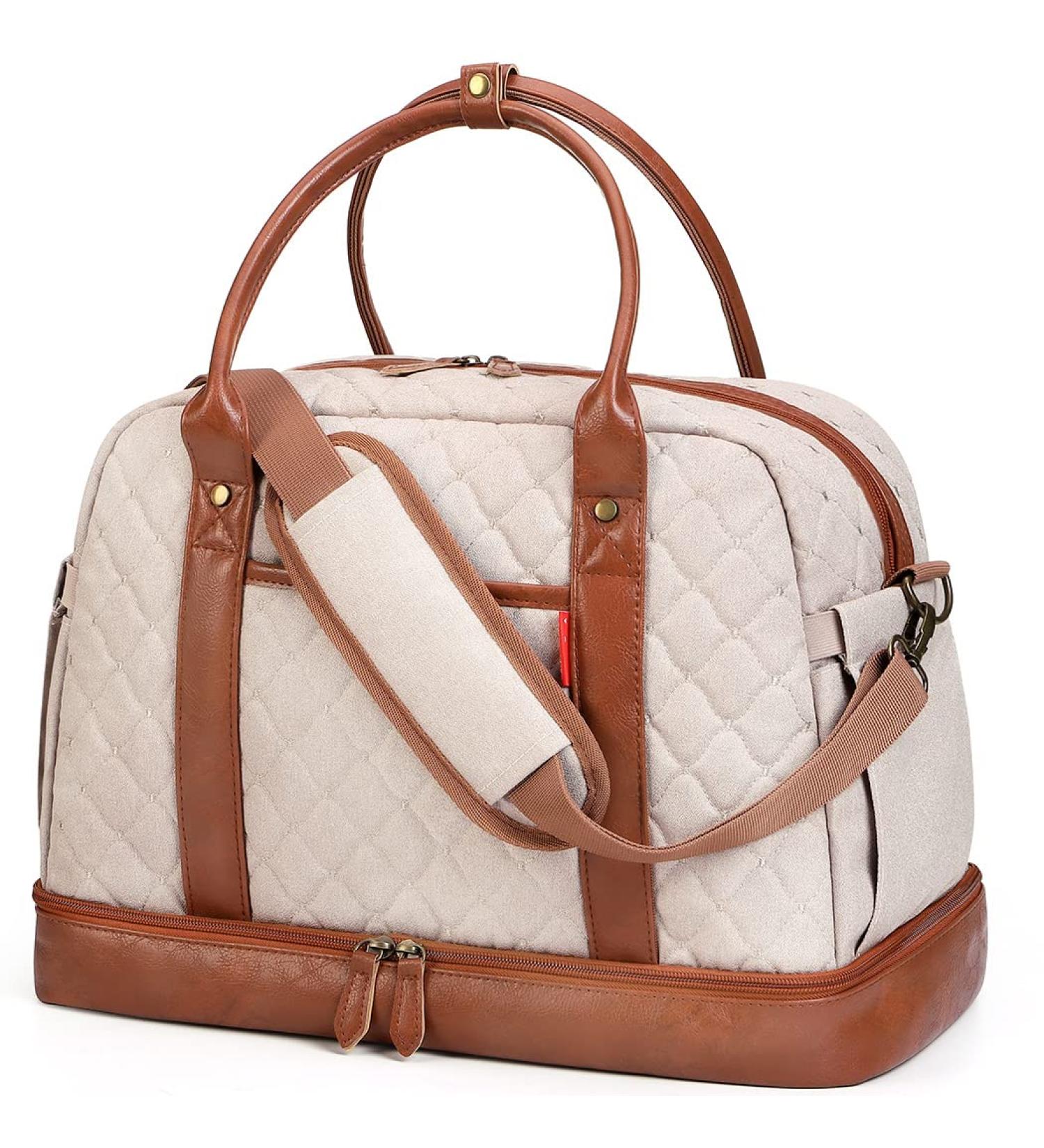 Lekebaby Diaper Bag Tote with Separated Bottom Compartment, Changing Pad - Beige - Buy Online on GoSupps.com