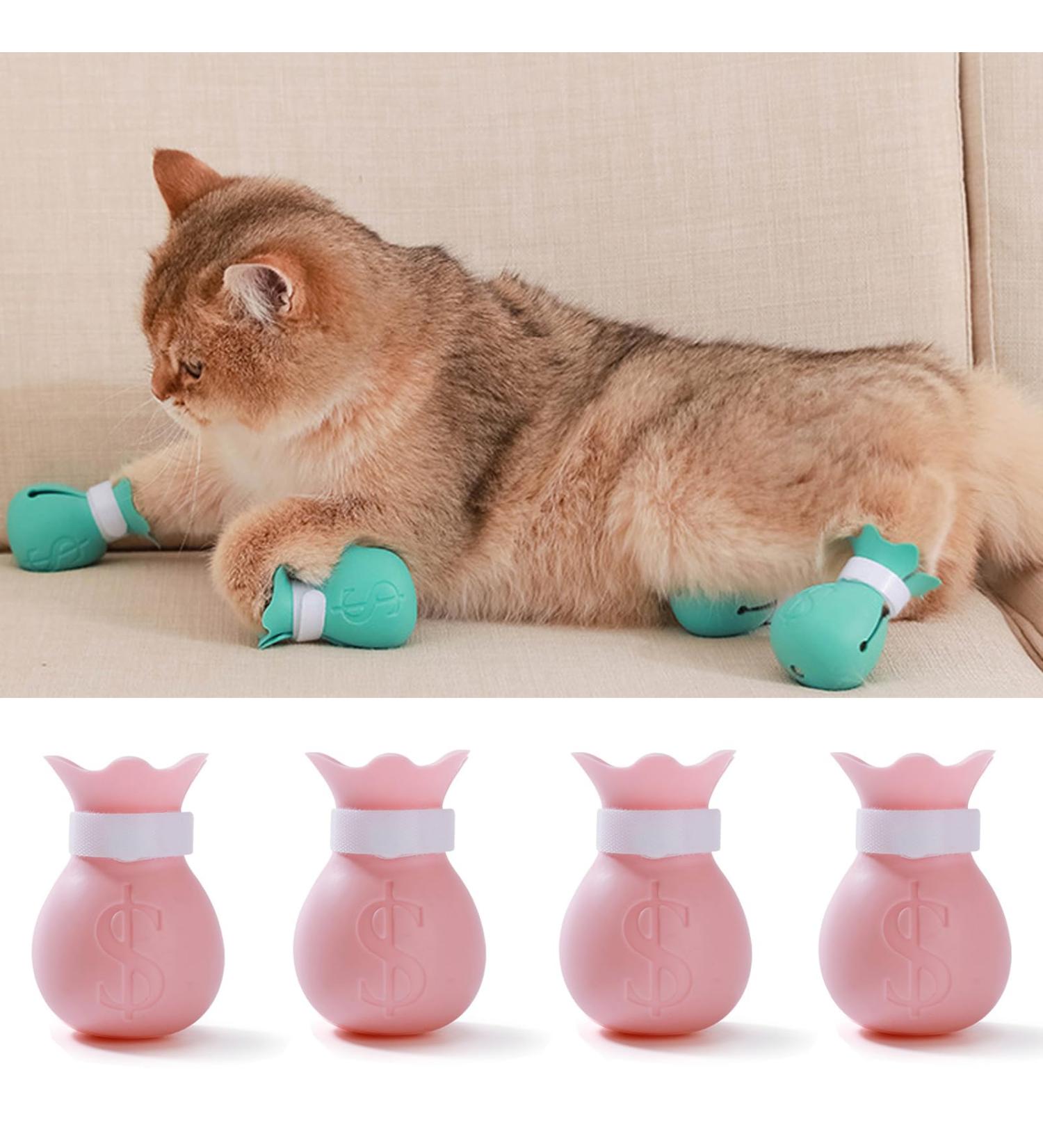 Premium 4-Pack Anti-Scratch Silicone Cat Boots | Adjustable Paw Protection for Bathing & Grooming | Rosa Cat Paw Cover Type 1 - Buy Online on GoSupps.com