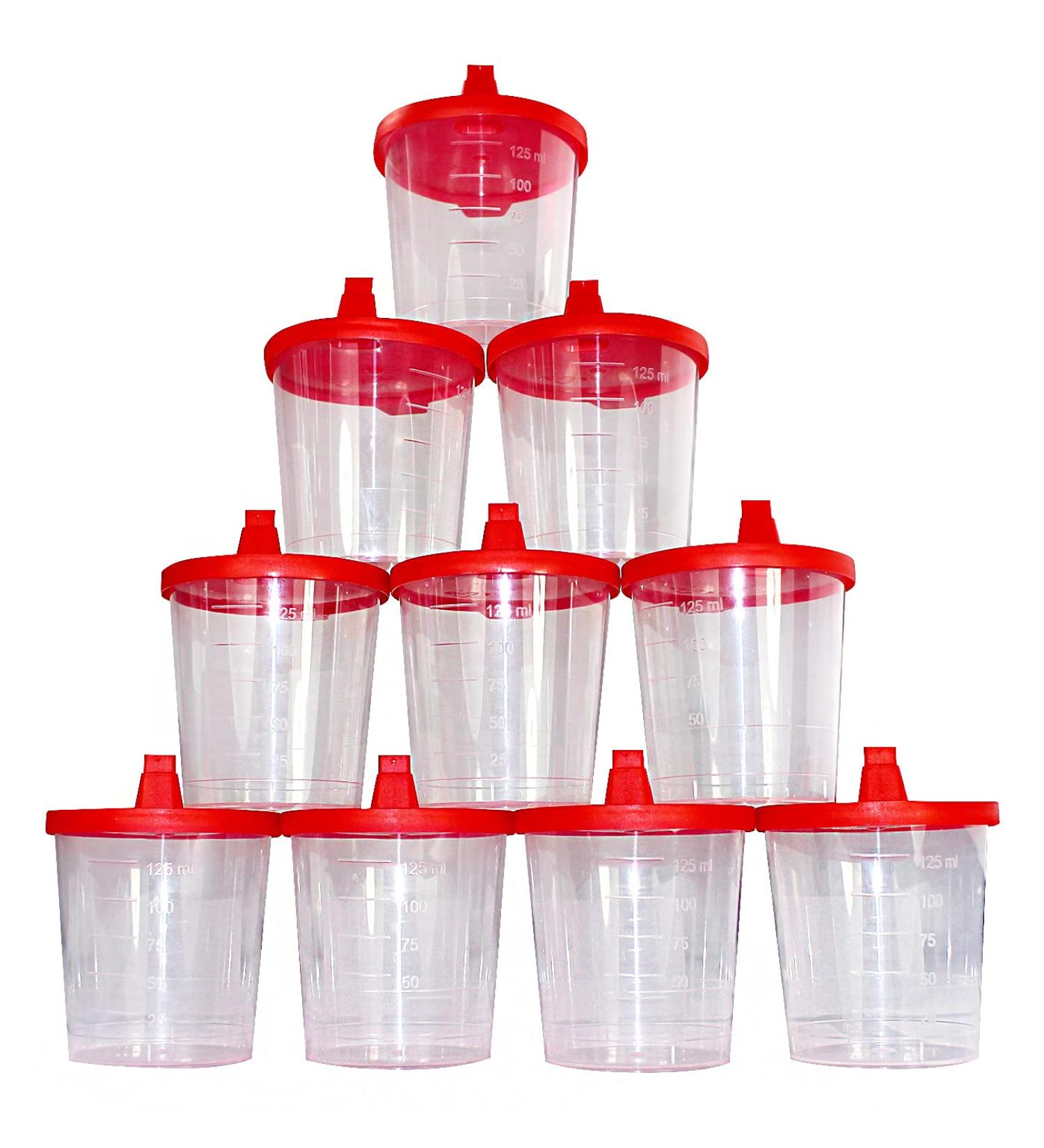 Medi-Inn+ Urine Cup 125 ml with Red Snap-On Lid - 10 Pack Plastic Urine Sample Collection Cups for Accurate Testing - International Shipping Available - Buy Online on GoSupps.com