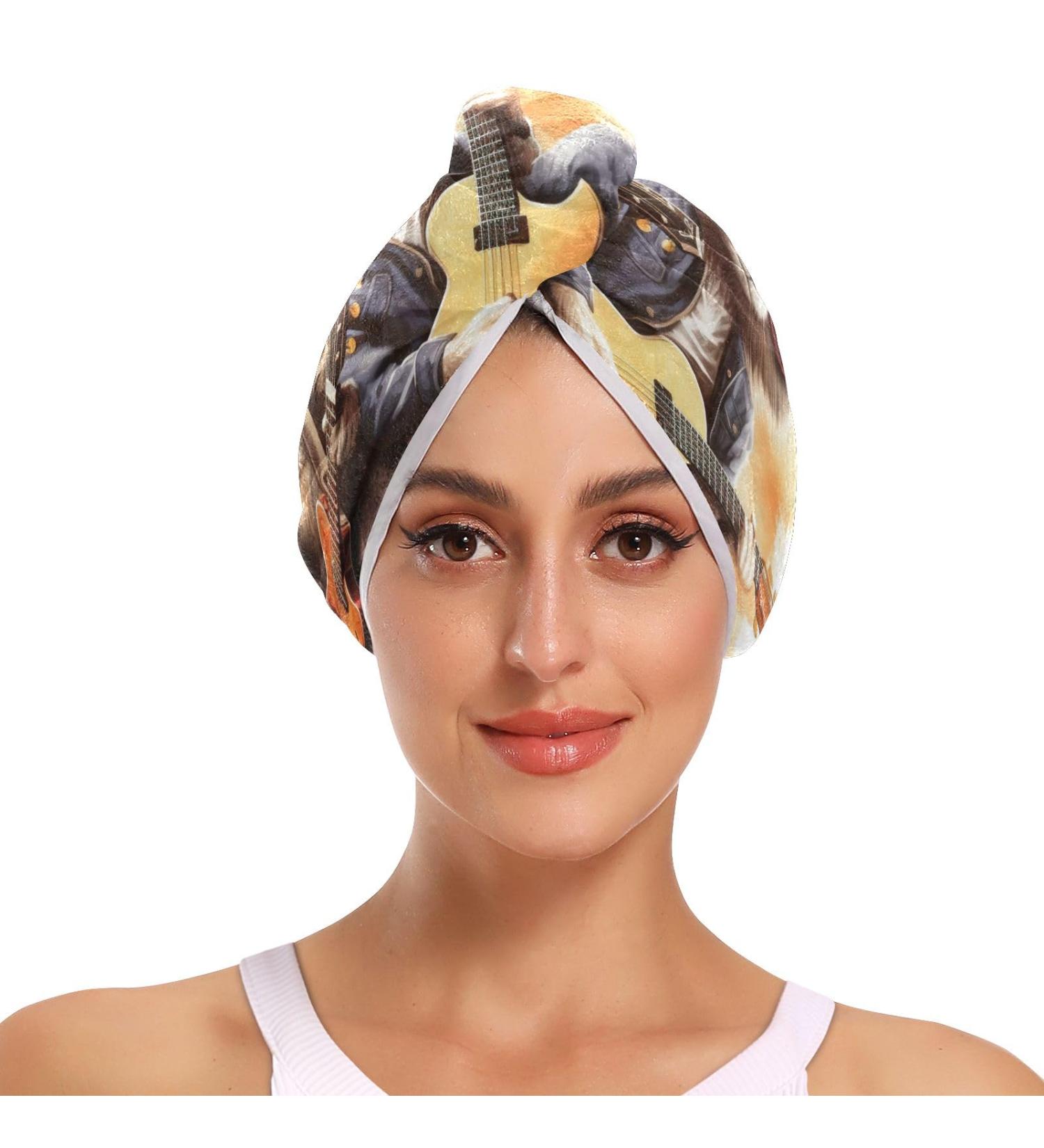 Raccoon Guitar Hair Towel 2 Pack | Super Absorbent Quick Dry Turbans for Women & Girls - Buy Online on GoSupps.com