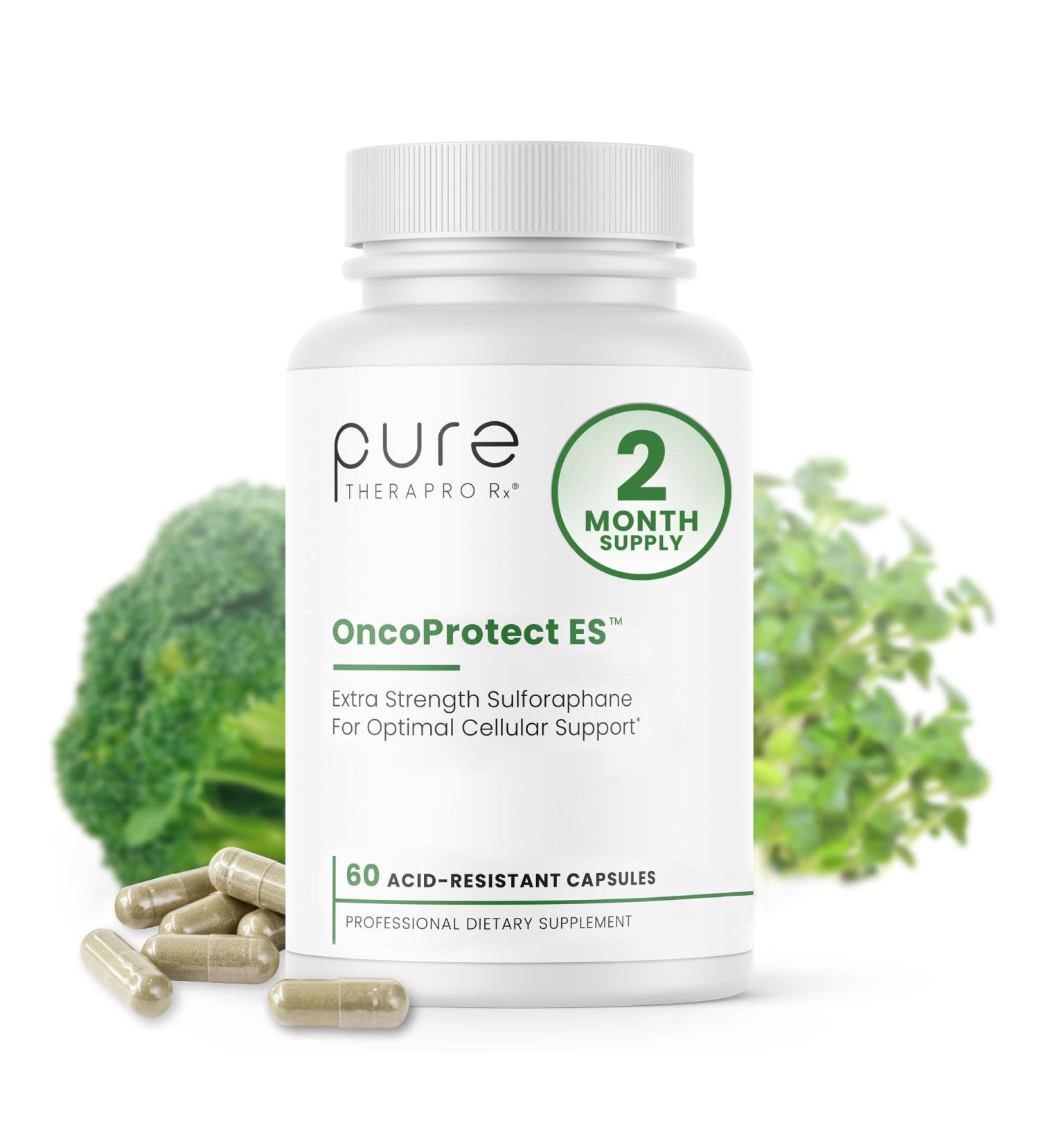 Pure Therapro Rx OncoProtect ES HIGH DOSE Sulforaphane Supplement Made in USA | 2 Month Supply | 706 mg Patented Activated BroccoRaphanin Broccoli Seed Extract | Glucoraphanin + Myrosinase 60 Count (Pack of 1) - Buy Online on GoSupps.com