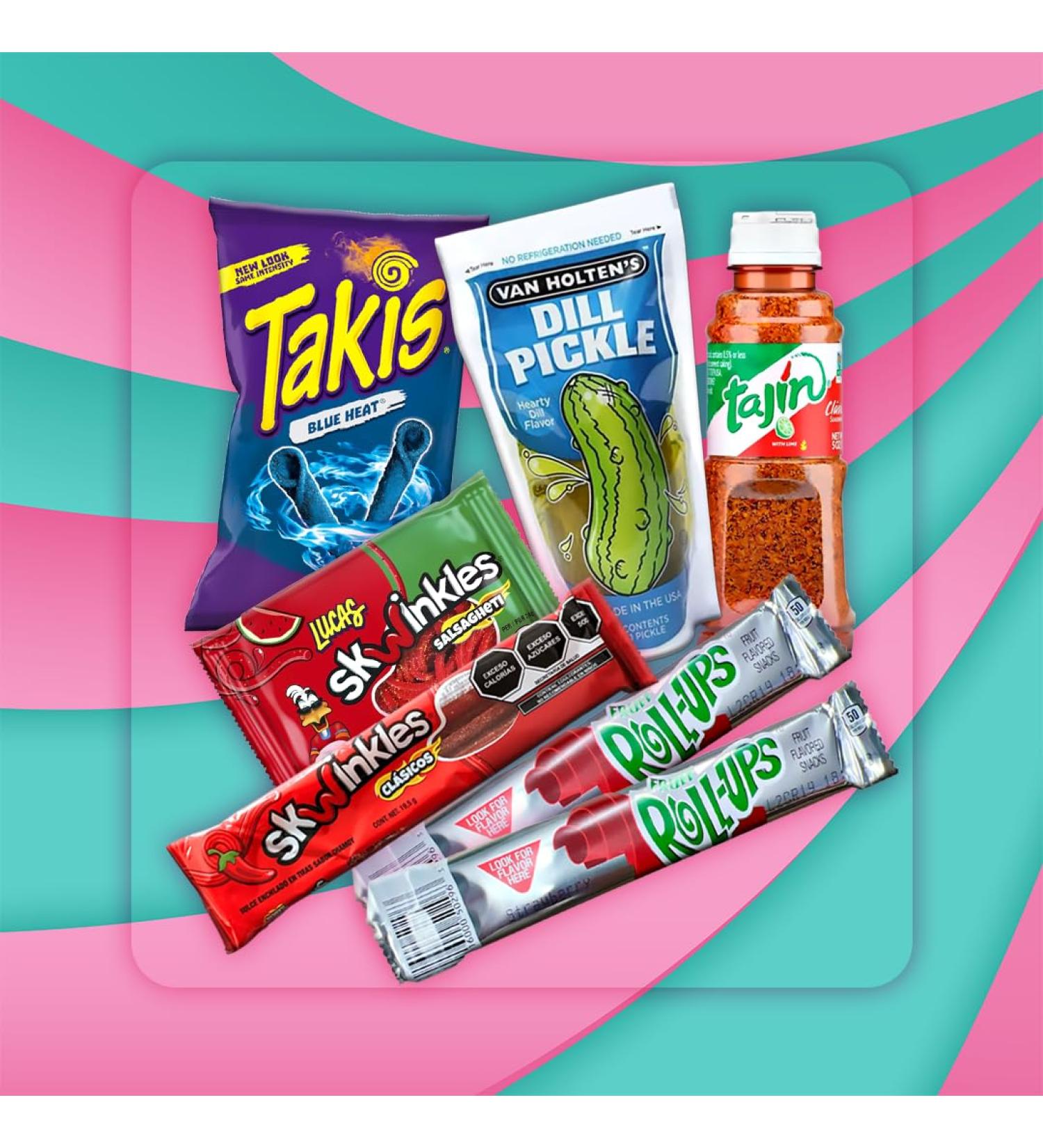 Tubbees Van Holten's Dill Chamoy Pickle Kit With Tajin Seasoning and Skwinkles Pickle Takis Blue Heat