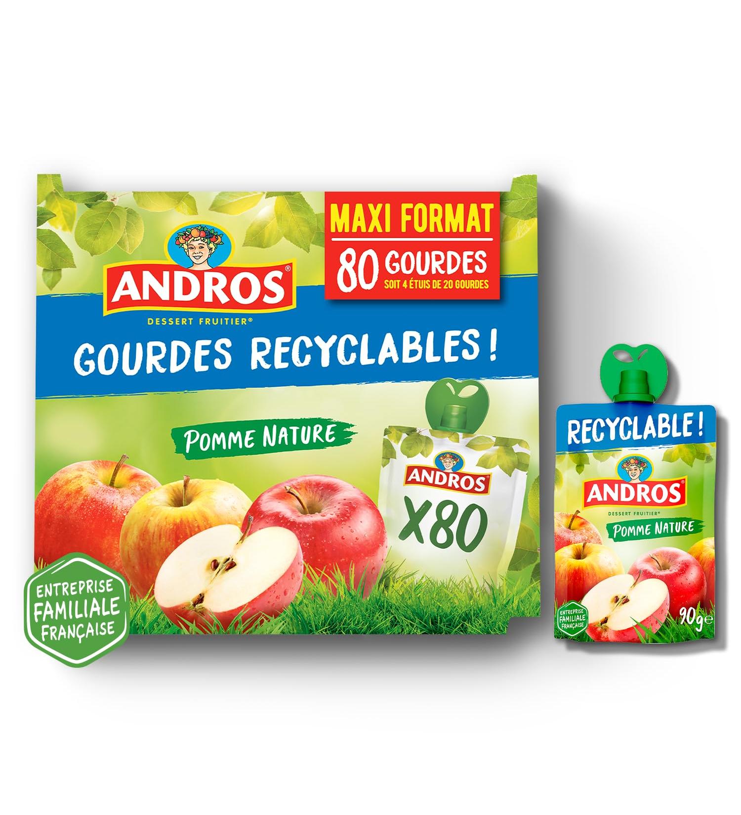  ANDROS ANDROS Recyclable Fruit Compote Pouch Apple Ideal for Children's/Babies' Snacks - Pack of 80 - Buy Online on GoSupps.com