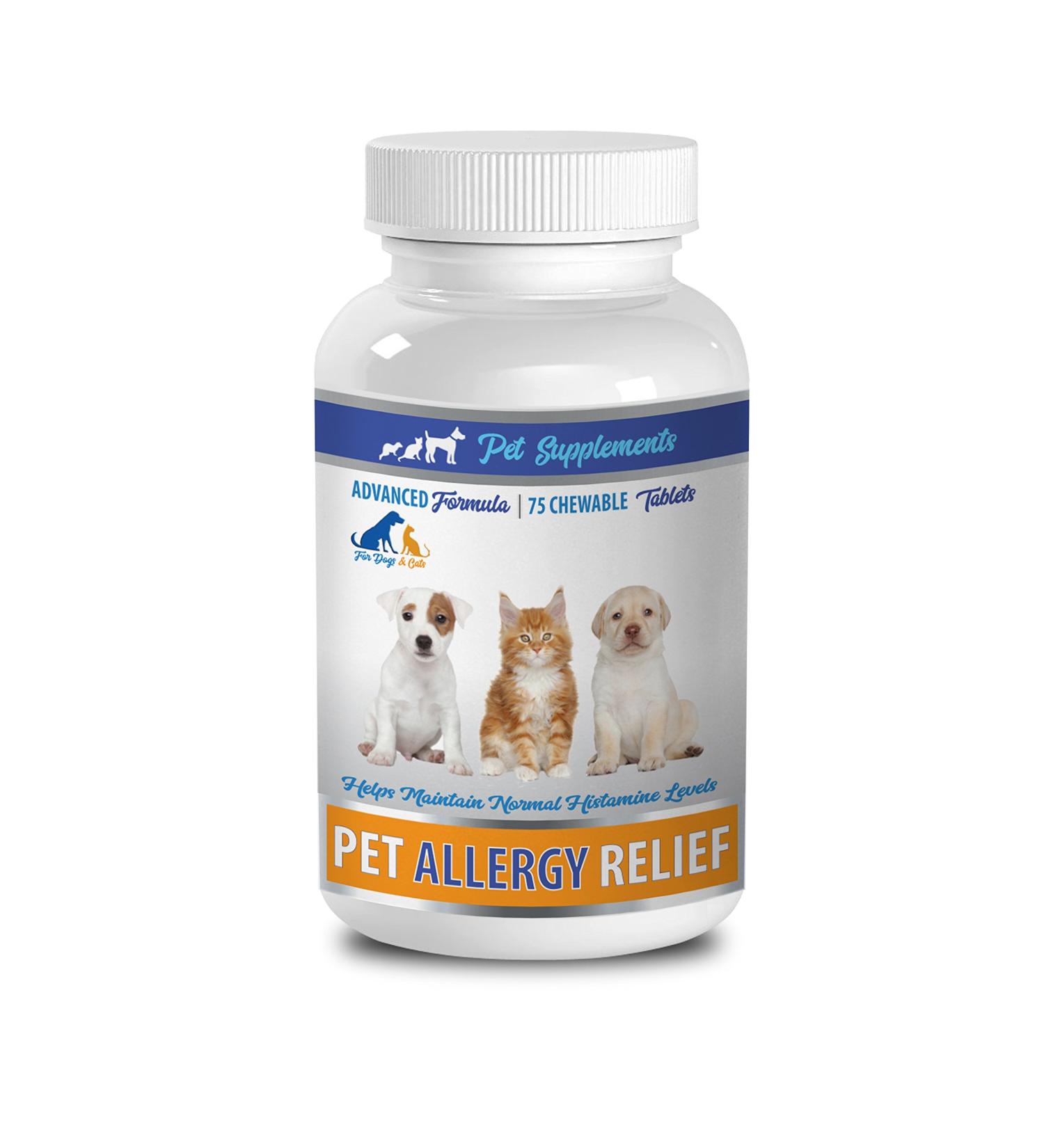 Dog Allergy Relief chewables - Allergy Relief Pets - for Dogs and Cats - Amazing Formula - Chewy Tablets - quercetin for Pets - 1 Bottle (75 Chews) - Buy Online on GoSupps.com