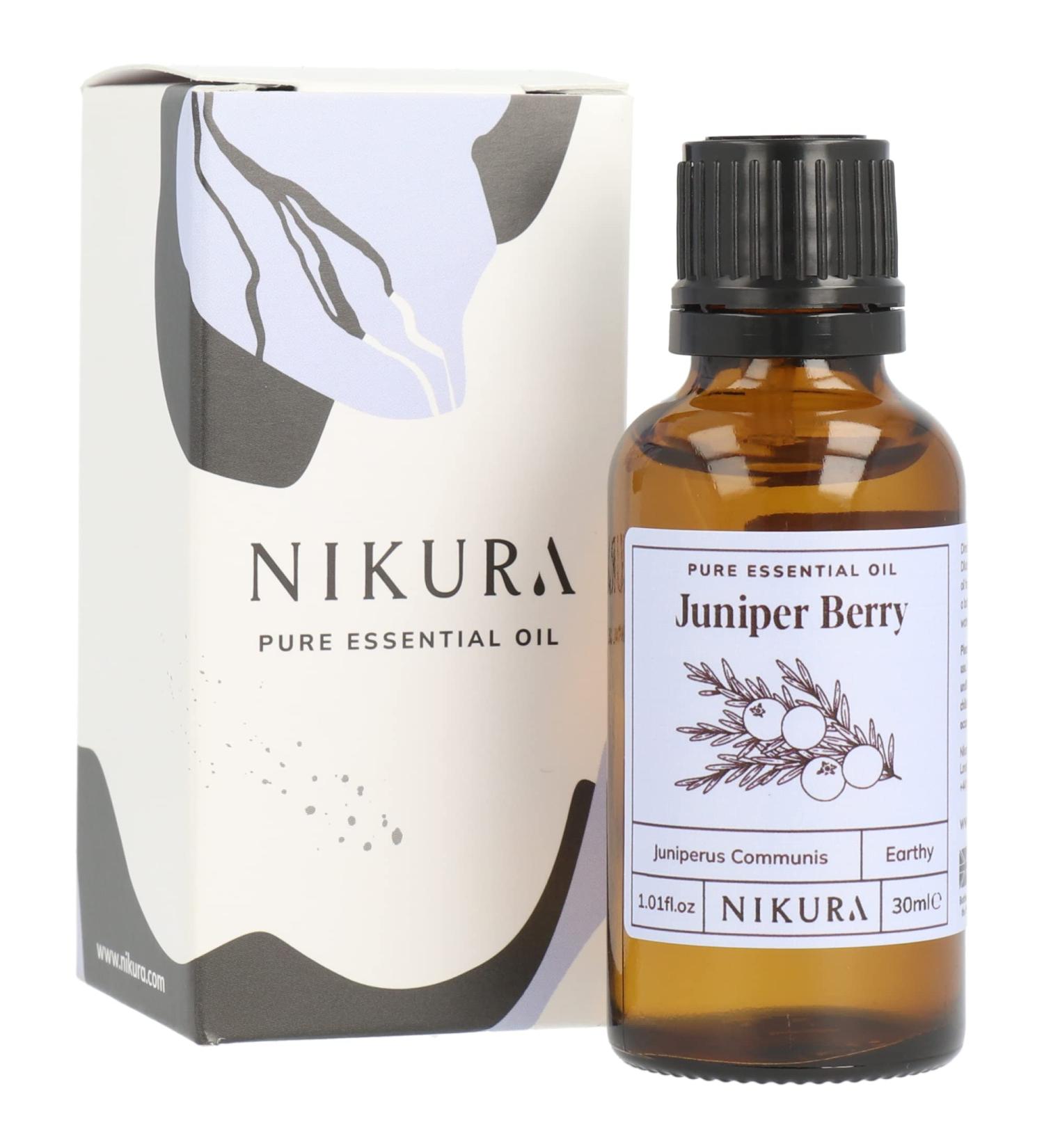 Nikura Juniper Berry Essential Oil 30ml - 100% Pure Natural Oil for Aromatherapy | Self Care, Stress Relief, Sleep Improvement | Vegan & UK Made - Buy Online on GoSupps.com
