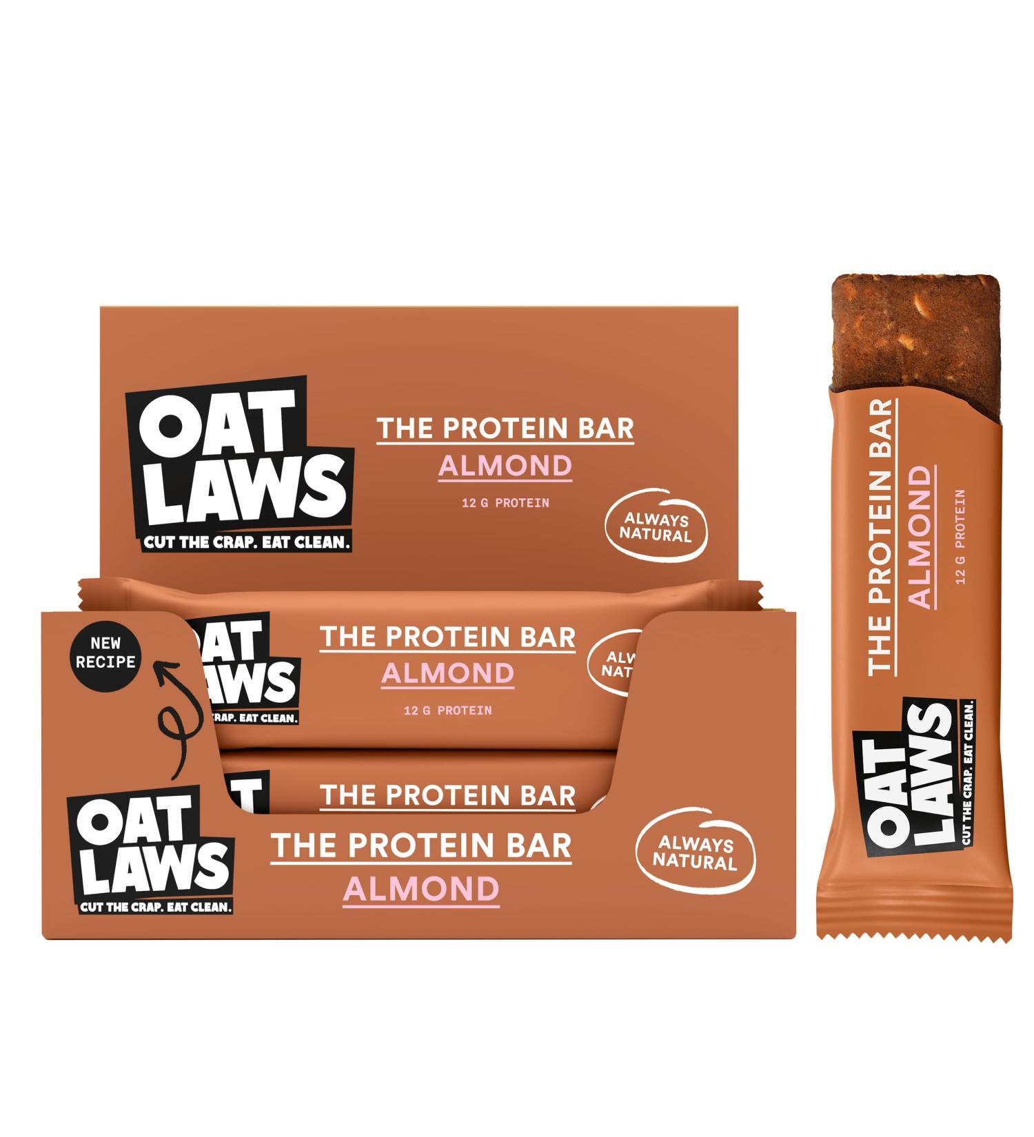 OATLAWS Protein Bar Almond 12-Pack | 60g Nutrient Bar | 13g Protein | Gluten-Free | No Added Sugar & Additives - Buy Online on GoSupps.com