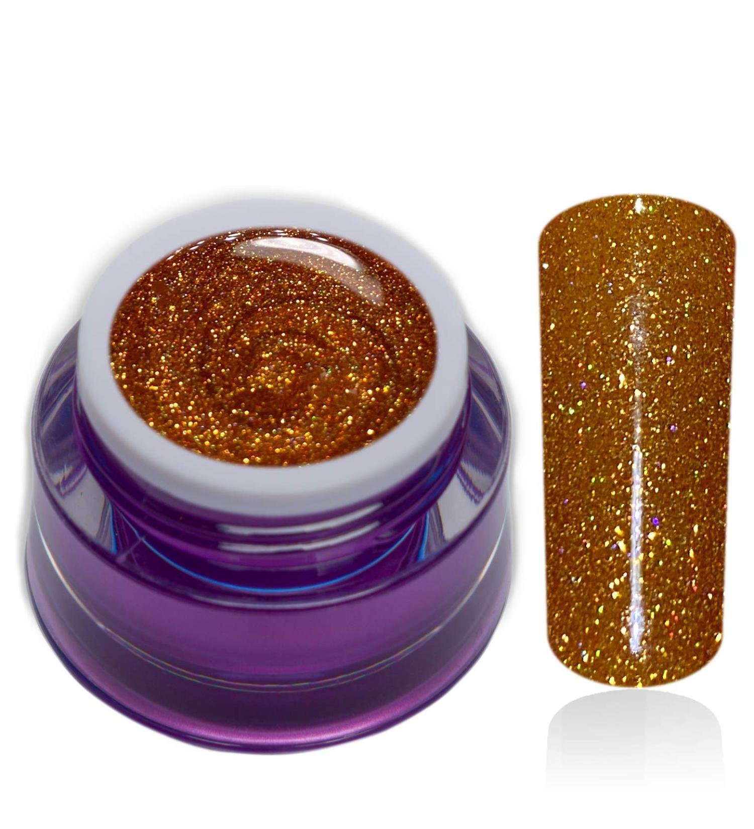 Premium Color Gel Glitter Gel No. 167 Gold Yellow Autumn Color Autumn UV Gel Nail Gel Color Gel 1x5ml (1 Pack)