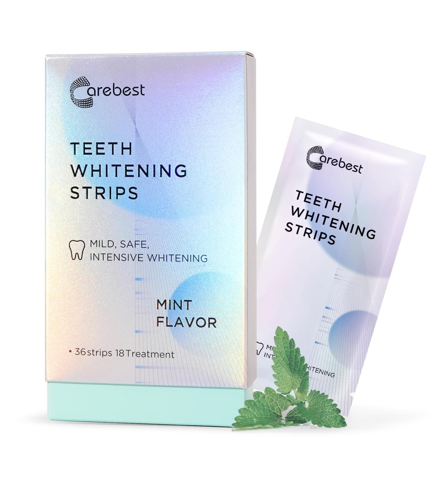 Teeth Whitening Strips for Sensitive Teeth - Professional Home Kit | 36 Mint Strips - Buy Online on GoSupps.com