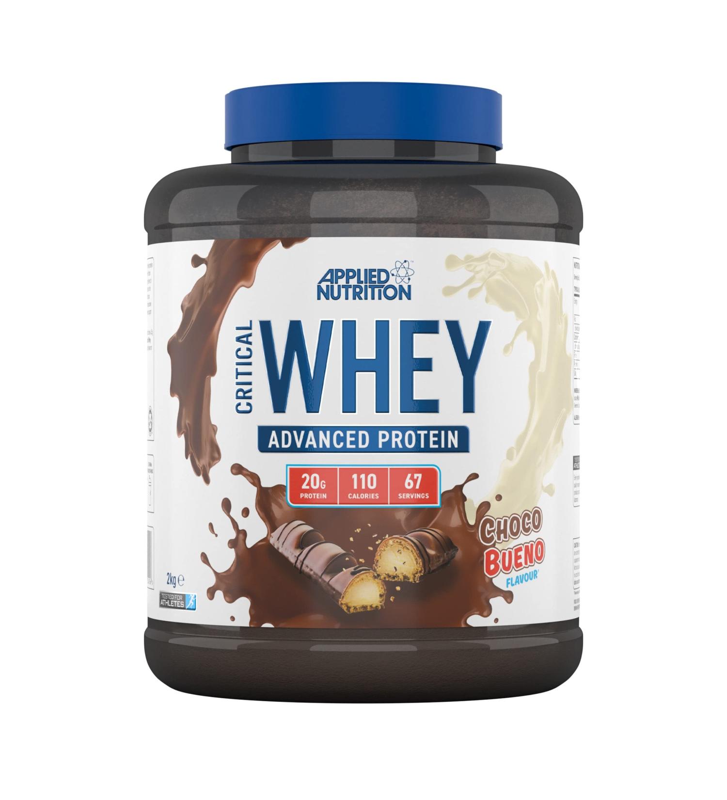 Applied Nutrition Critical Whey Protein Powder 2kg - High Protein Milkshake Supplement with BCAAs & Glutamine for Muscle Building - Chocolate Bueno Flavor - 67 Servings - Buy Online on GoSupps.com