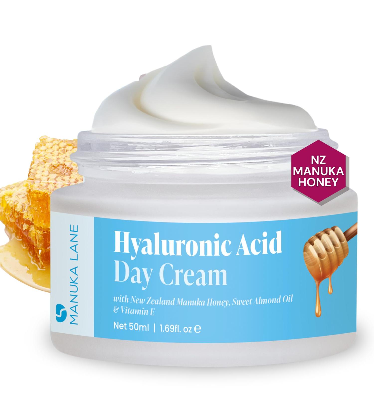 Manuka Lane Hyaluronic Acid Day Cream for Face and Neck with Oat Kernel Extract Camellia Seed Oil & Sweet Almond Oil | Plant Based Formula | Carefully formulated to keep your skin healthy! Hyaluronic Acid Night Cream 1.69  - Buy Online on GoSupps.com