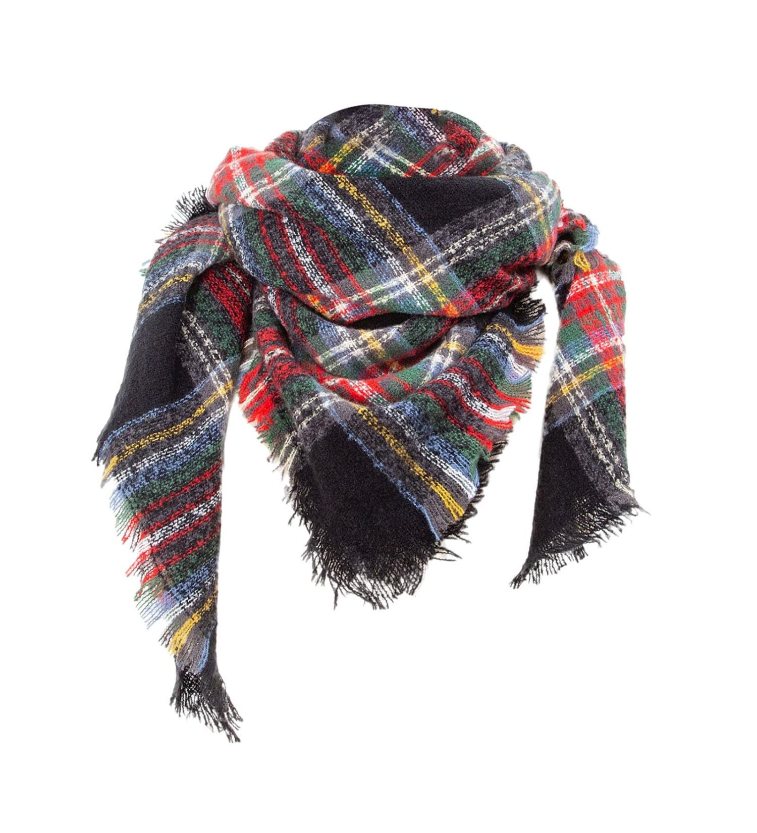 Ladies Black Cotton Triangular Scarf with Buttons | Large Cape Style Fashion Accessory - Buy Online on GoSupps.com