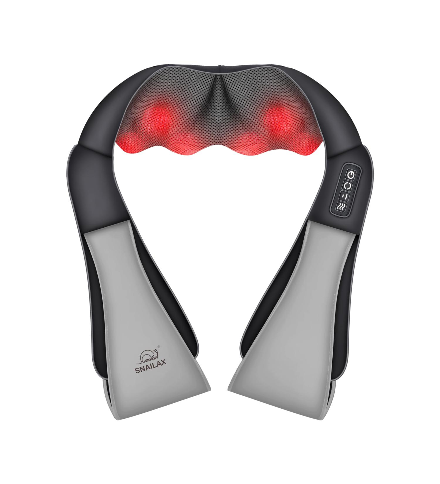 Snailax 4D Shiatsu Neck & Back Massage Device with Heat - Ideal for Home Office & Car - Perfect Gift for Men & Women - Gray - Buy Online on GoSupps.com