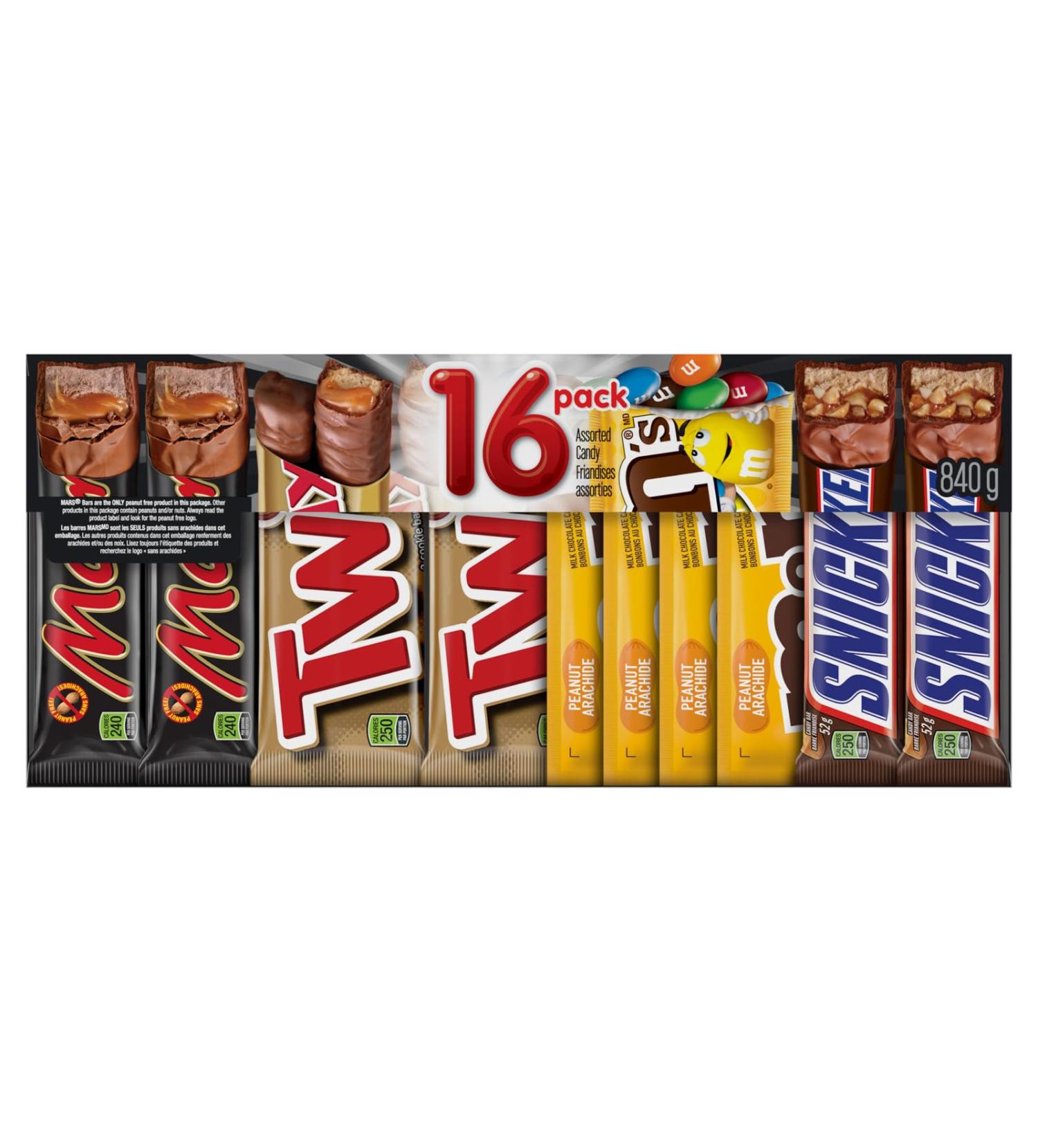 MARS TWIX M&M's Peanut Assorted Chocolate Candy Bars Variety Pack 16 Full Size Bars 840g - Buy Online on GoSupps.com
