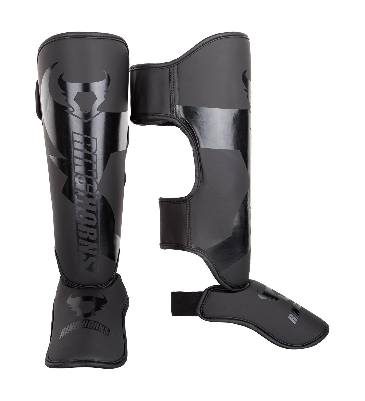 Ringhorns Charger Shin Guard Black/Black L - Premium Protection for Fighters | International Shipping Available - Buy Online on GoSupps.com