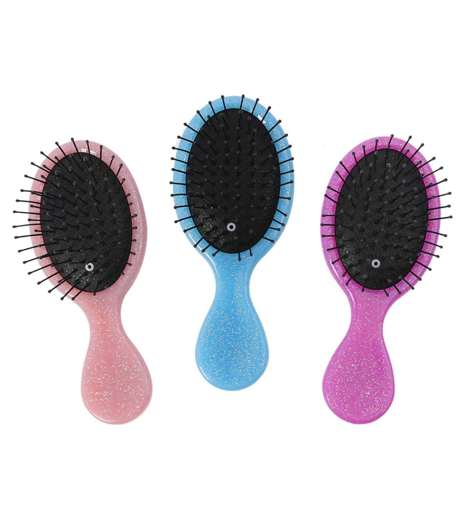 3Pcs Toddler Travel Detangling Hair Brushes - Best Valentine's Day Gift for Women - Small Wet Brush for Baby Kids - Pocket Size Curly Hair Tangle Brush - Pink, Blue, Purple - Buy Online on GoSupps.com