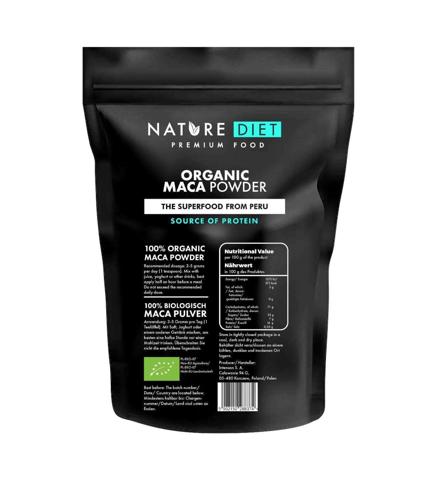 Nature Diet Organic Maca 1000g - Gluten-Free Maca Root Powder for Energy & Wellness - Buy Online on GoSupps.com