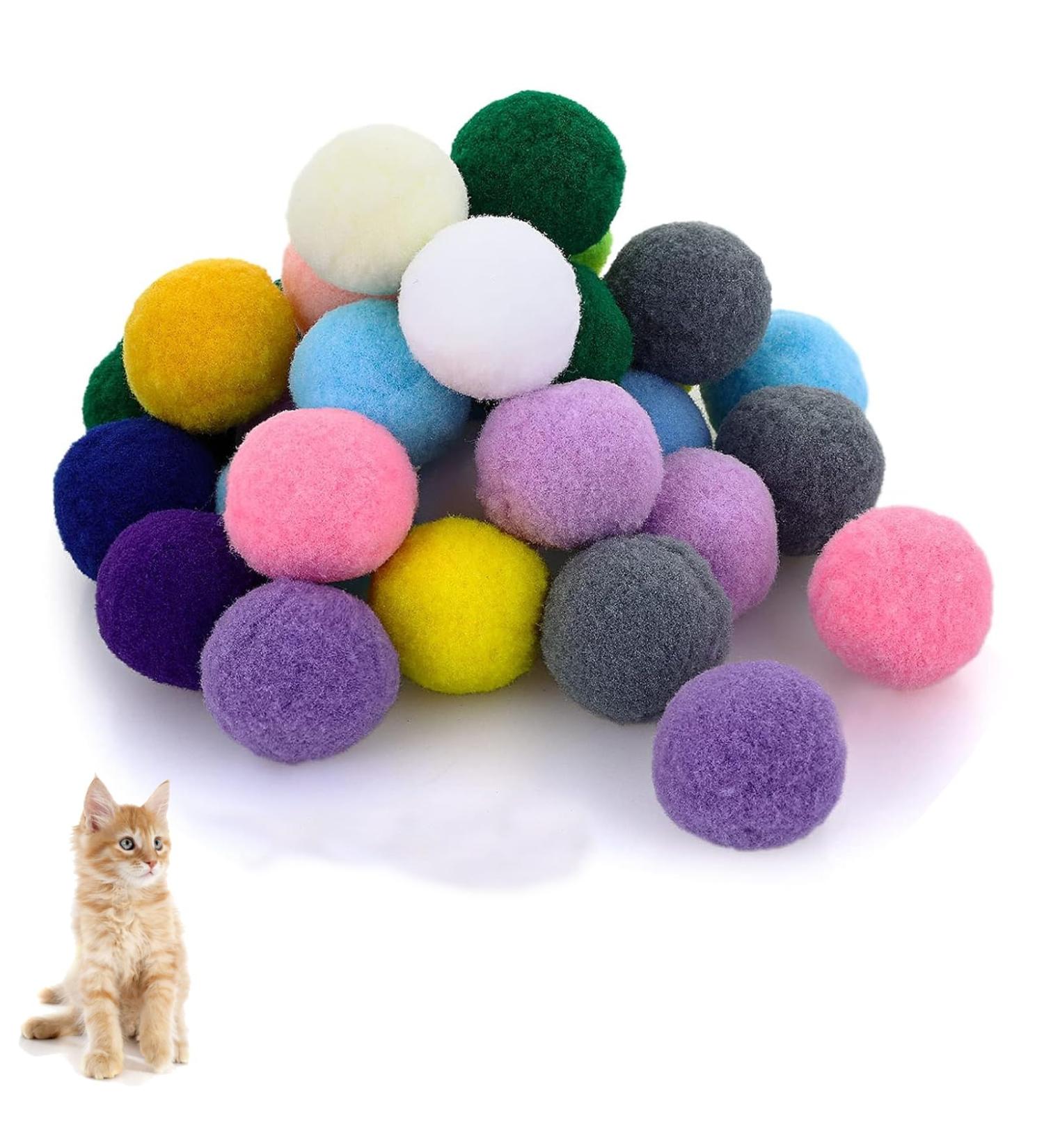 Xiwupo 50-Piece Cat Toy Balls - Felt Balls for Cats & Kittens - Perfect for Chasing & Catching Fun - Buy Online on GoSupps.com