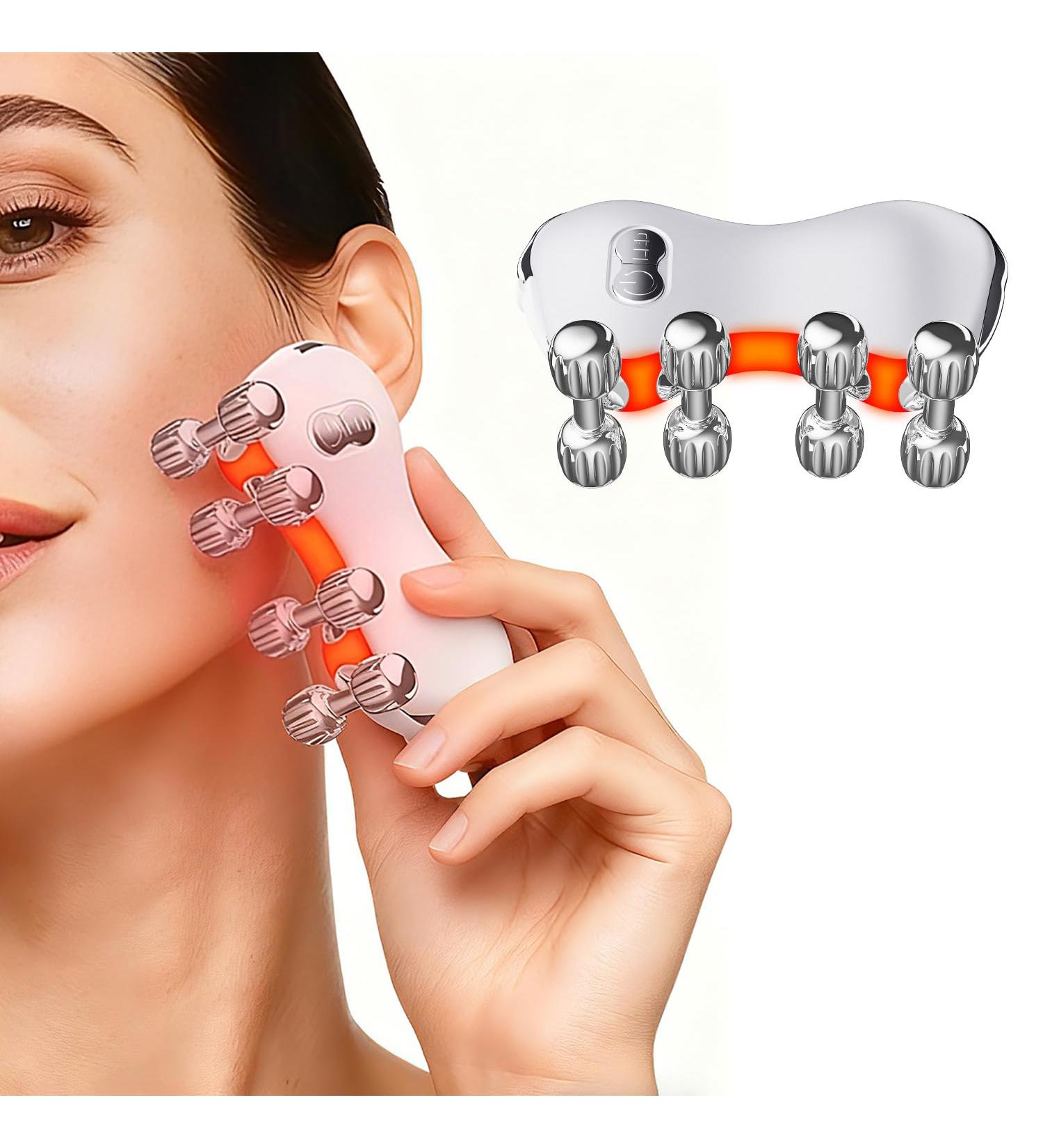 Electric Gua Sha Facial Tools Heated Gua Sha Tools with 5 LED Lights Red Light Face Massager Vibration Device 8 Metal Roller for Face Back Leg and Body big - Buy Online on GoSupps.com