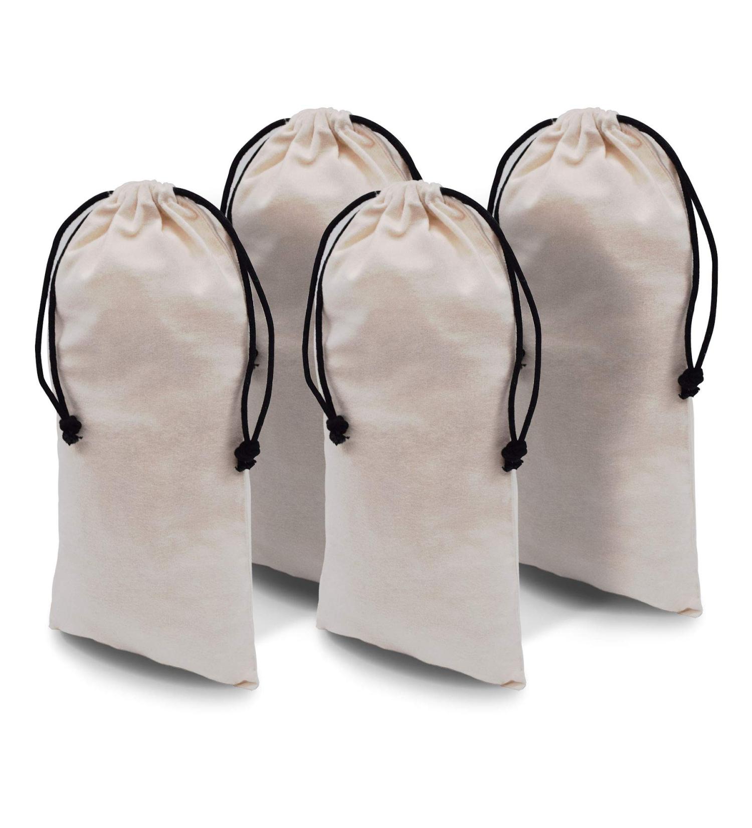 4 Pack Beige Shoe Dust Bags - Washable Flannel Pouches for Travel and Home Storage - 8x17 Inch (Pack of 4) - Buy Online on GoSupps.com