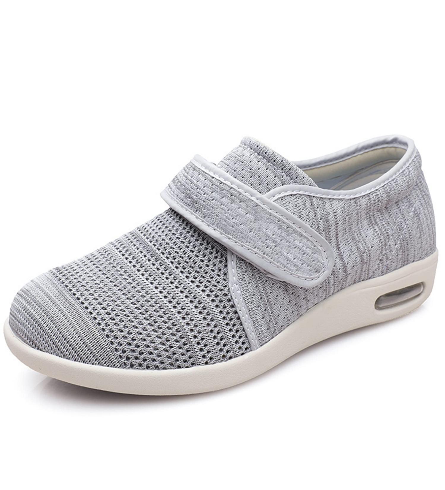 Women's Wide Width Diabetic Sneakers - Breathable Lightweight Adjustable Shoes for Swollen Feet - Non-Slip Diabetic Slippers - Light Grey, Size 8 - Buy Online on GoSupps.com