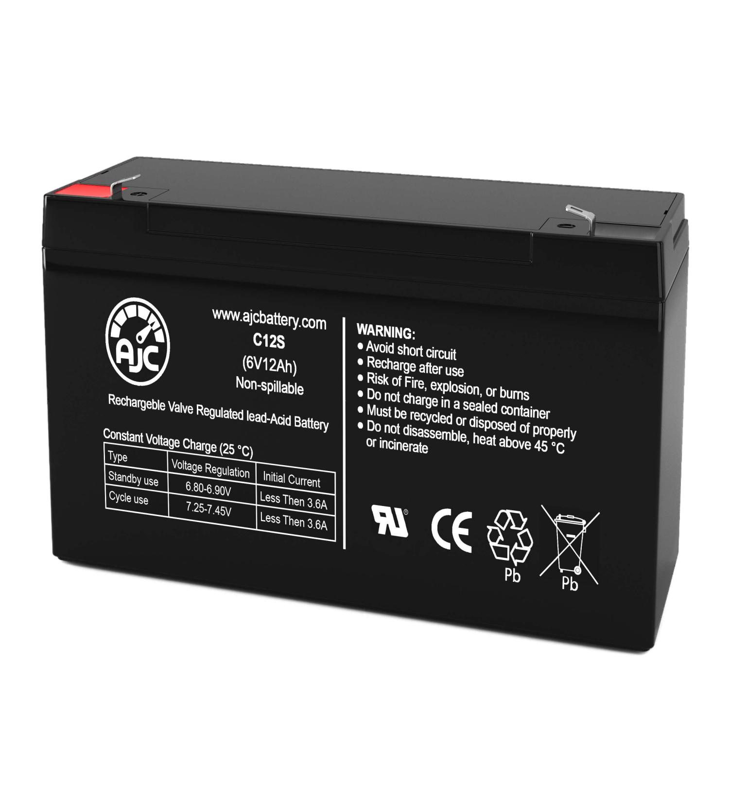 AJC 6V 12Ah Sealed Lead Acid Battery Compatible with B&B BP10-6 T1 | International Shipping Available - Buy Online on GoSupps.com