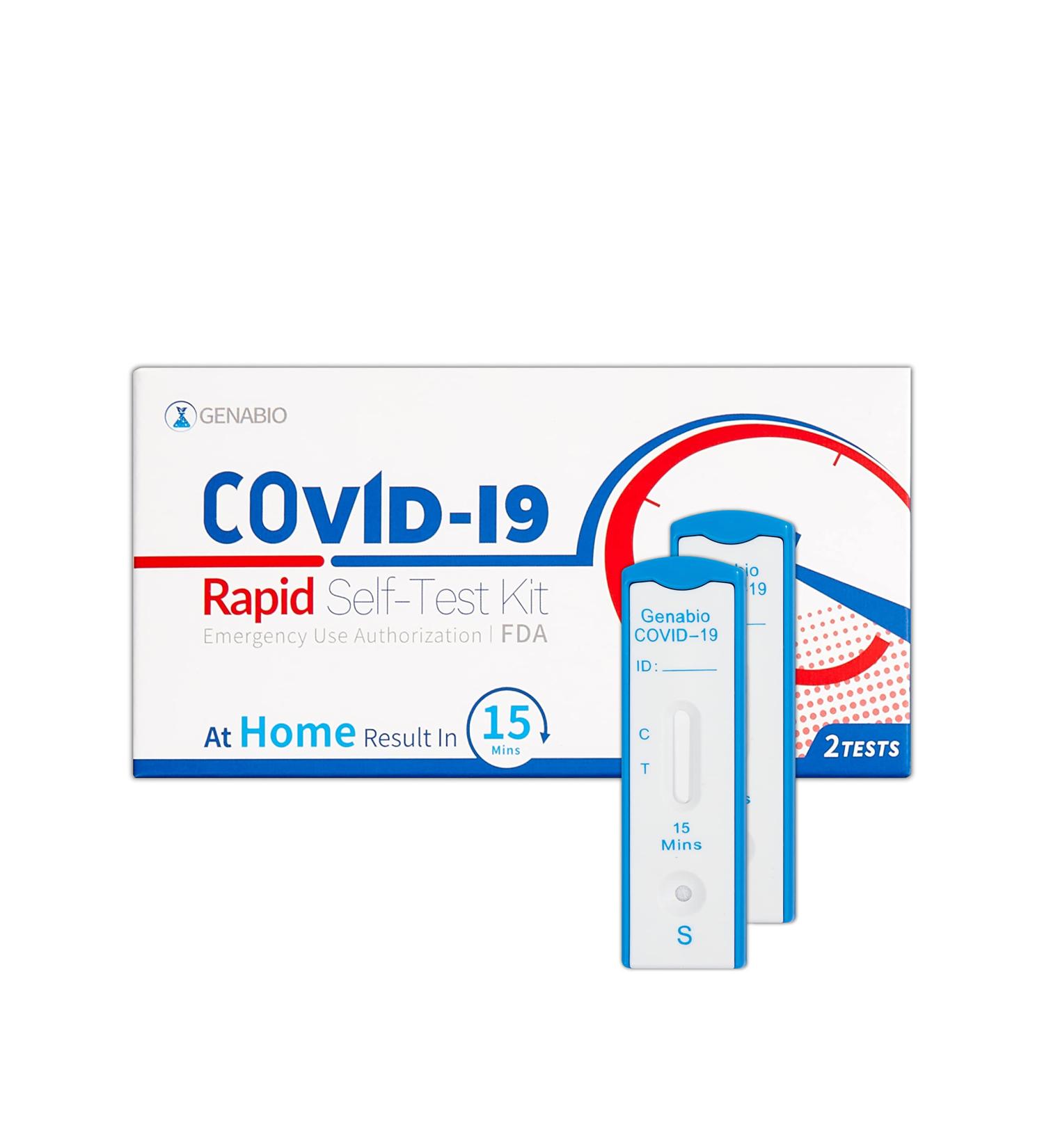 Genabio COVID-19 Rapid Self-Test Kit 2-Pack | 15 Minute Results | Non-Invasive Short Nasal Swab | HSA/FSA Eligible - Buy Online on GoSupps.com