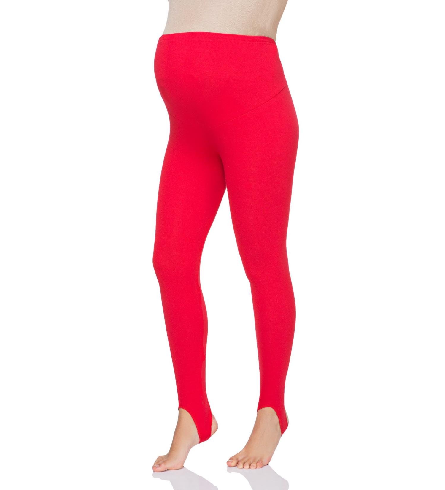 FUTURO FASHION Women's Maternity Fleece Lined Leggings Stirrup Comfortable Pregnancy Winter Cotton Leggings Over Bump Belly Support Stretchy Adjustable High Waisted Pants 8-22 UK 12 Red