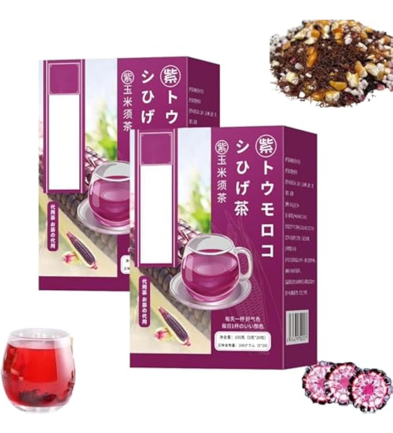 Purple Corn Silk Tea Purple Corn Husk Tea 100% Organic Purple Corn Husk Tea Japan Anthocyanins Purple Corn Stigma Tea for Men and Women (2 boxes) - Buy Online on GoSupps.com