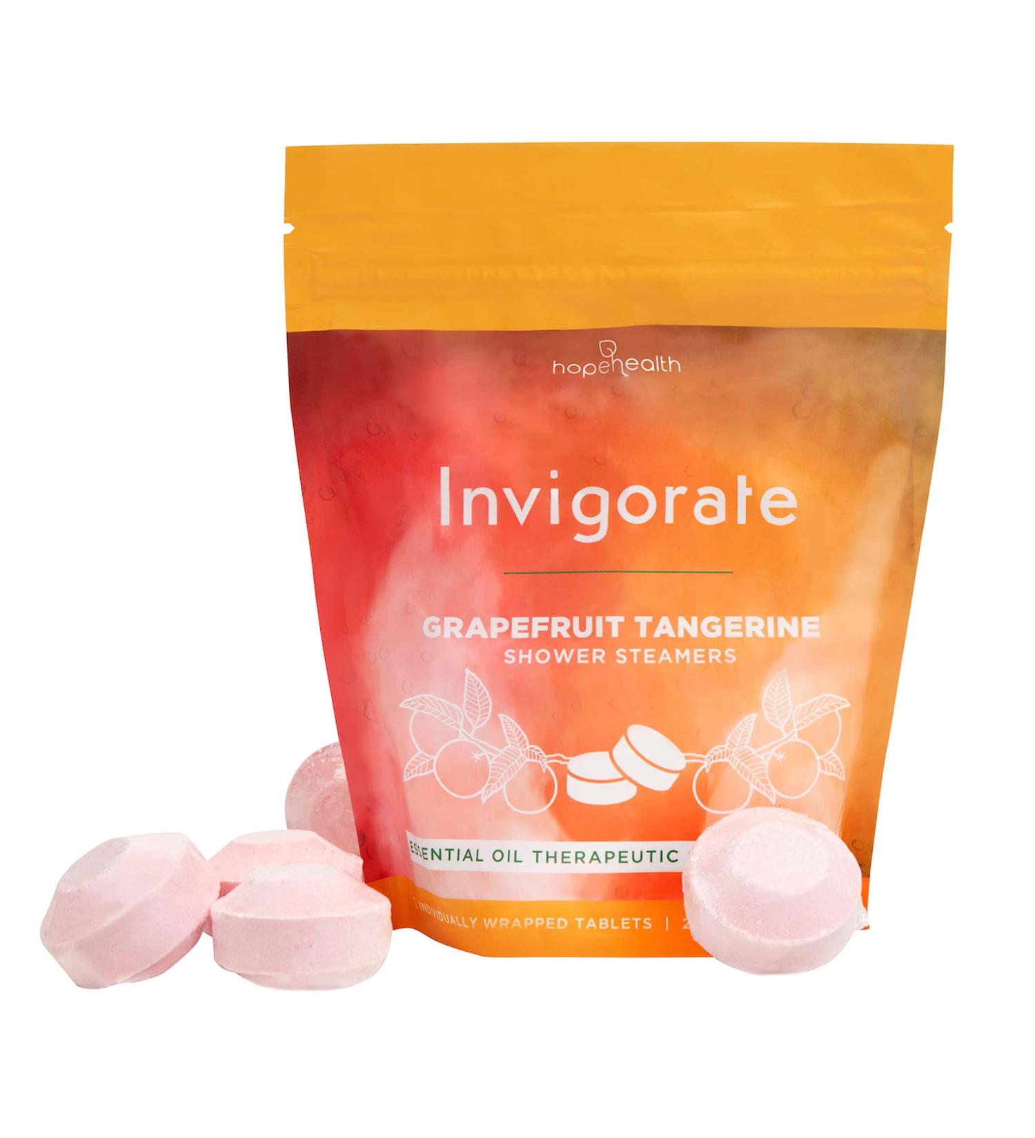 Hope Health Aromatherapy Invigorate Shower Steamers (12 Count) - Grapefruit Tangerine Essential Oils - Mess-Free Therapeutic Shower Tablets for Mood Boost & Relaxation - Buy Online on GoSupps.com