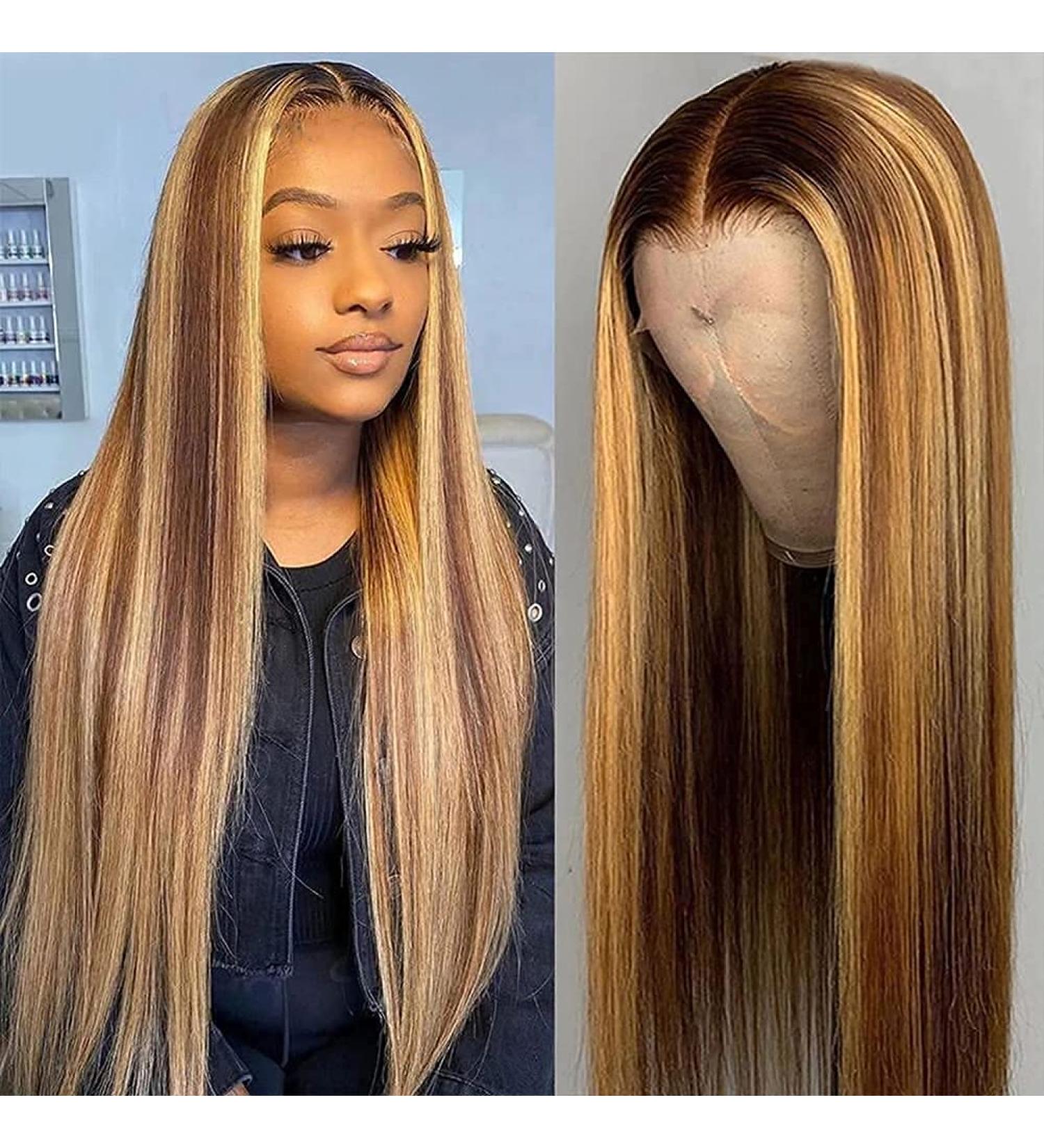 Dixtefo Highlight HD Transparent Lace Front Wig 16 | 9A Brazilian Straight + T-Part Closure | Pre Plucked 150% Density | Human Hair for Black Women - Buy Online on GoSupps.com