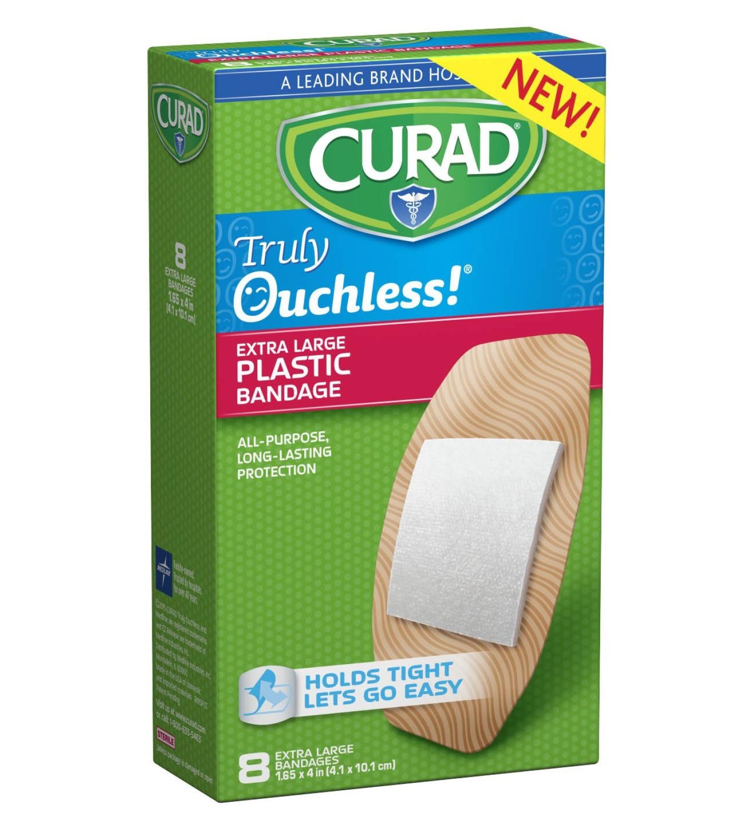 Curad Truly Ouchless Plastic Bandages X-Large 8 Count