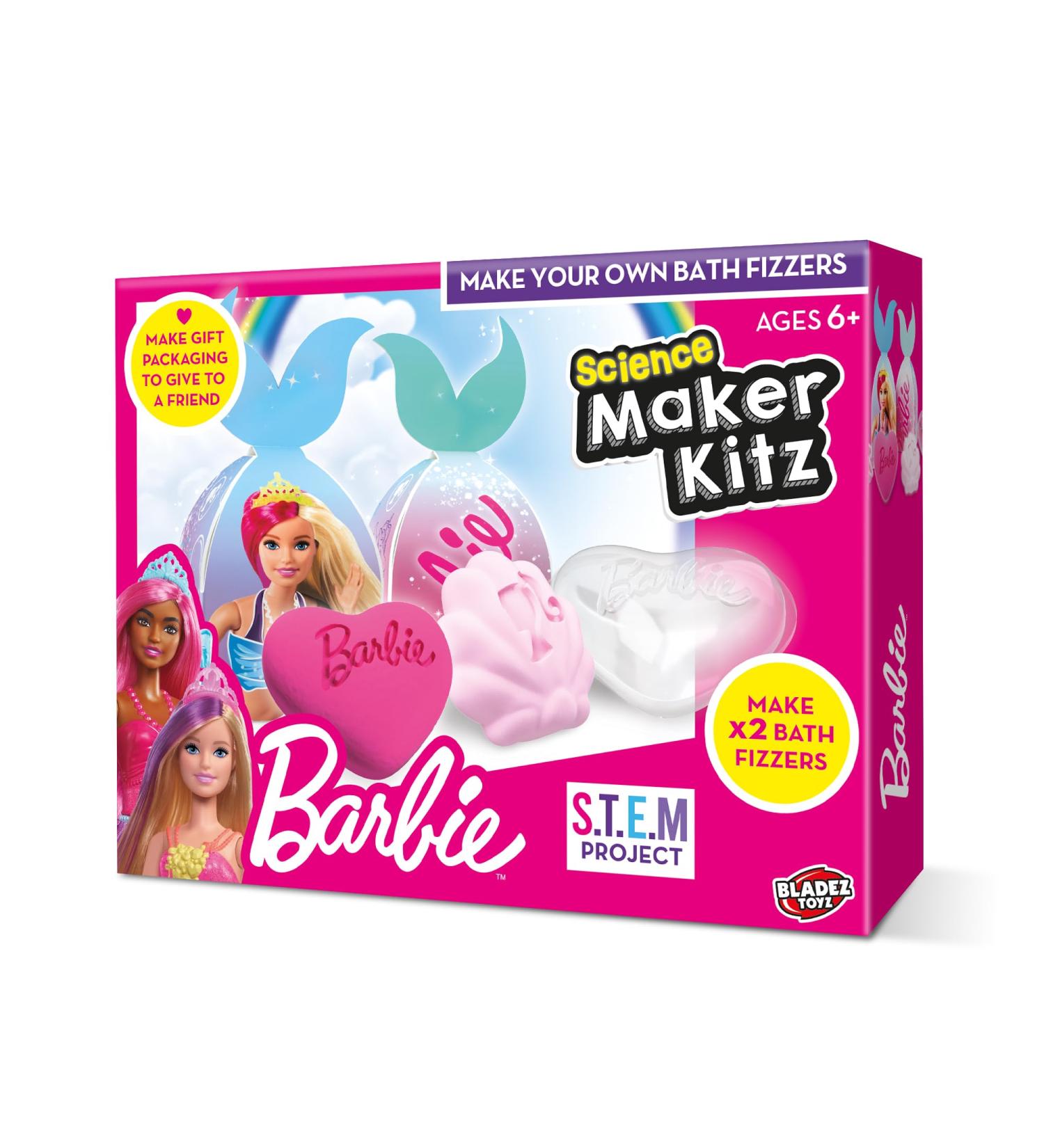 Barbie by Bladez Toyz Bath Bombs for Girls - Fun DIY Kit - Kids Bath Bombs with Peach Scent - Bath Fizzers for Kids Barbie Accessories - Creative Bath Bomb Making Kit for Kids and Barbie Gifts