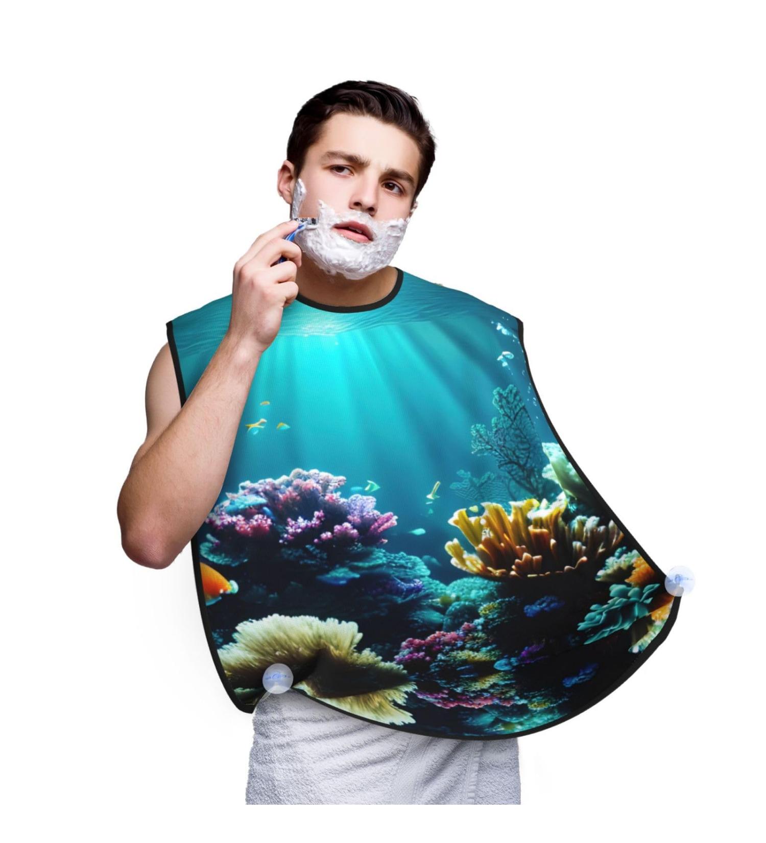 Underwater Scenery Beard Bib Apron for Men - Best Beard Hair Catcher for Shaving & Trimming - Buy Online on GoSupps.com